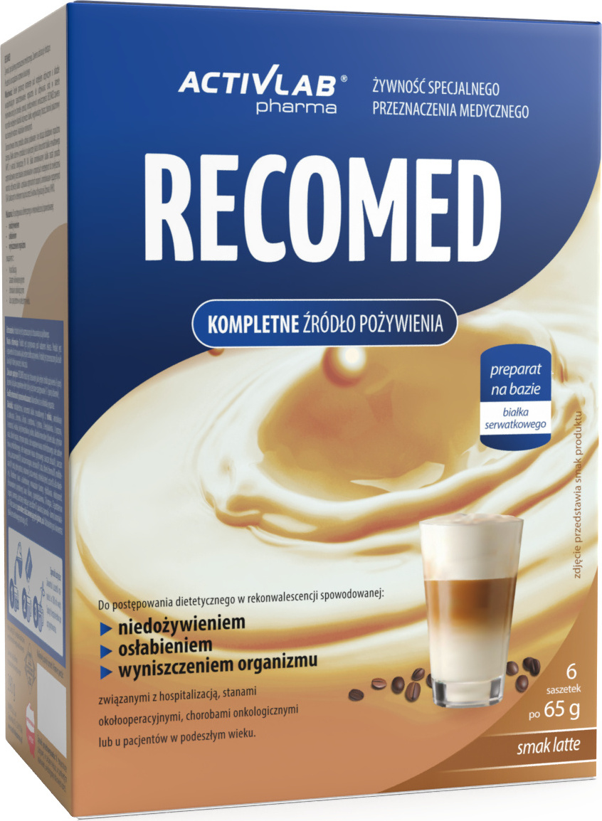 Activlab RECOMED 6 x 65 g (Beutel), Lebensmittel für besondere medizinische Zwecke, eine vollwertige Nahrungsquelle - Latté FR/364