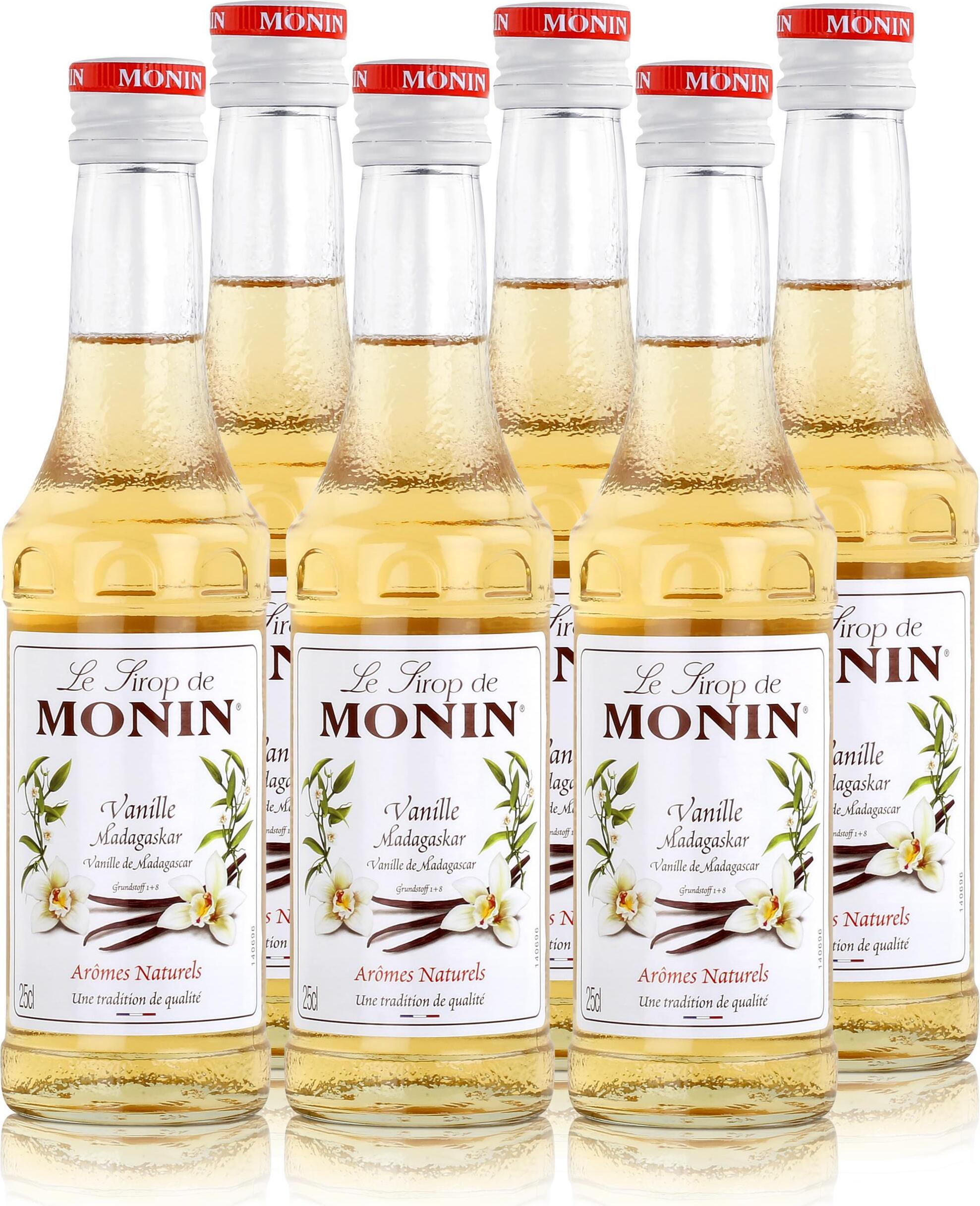 6x Monin Vanille / Vanilla Sirup, 250 ml Flasche