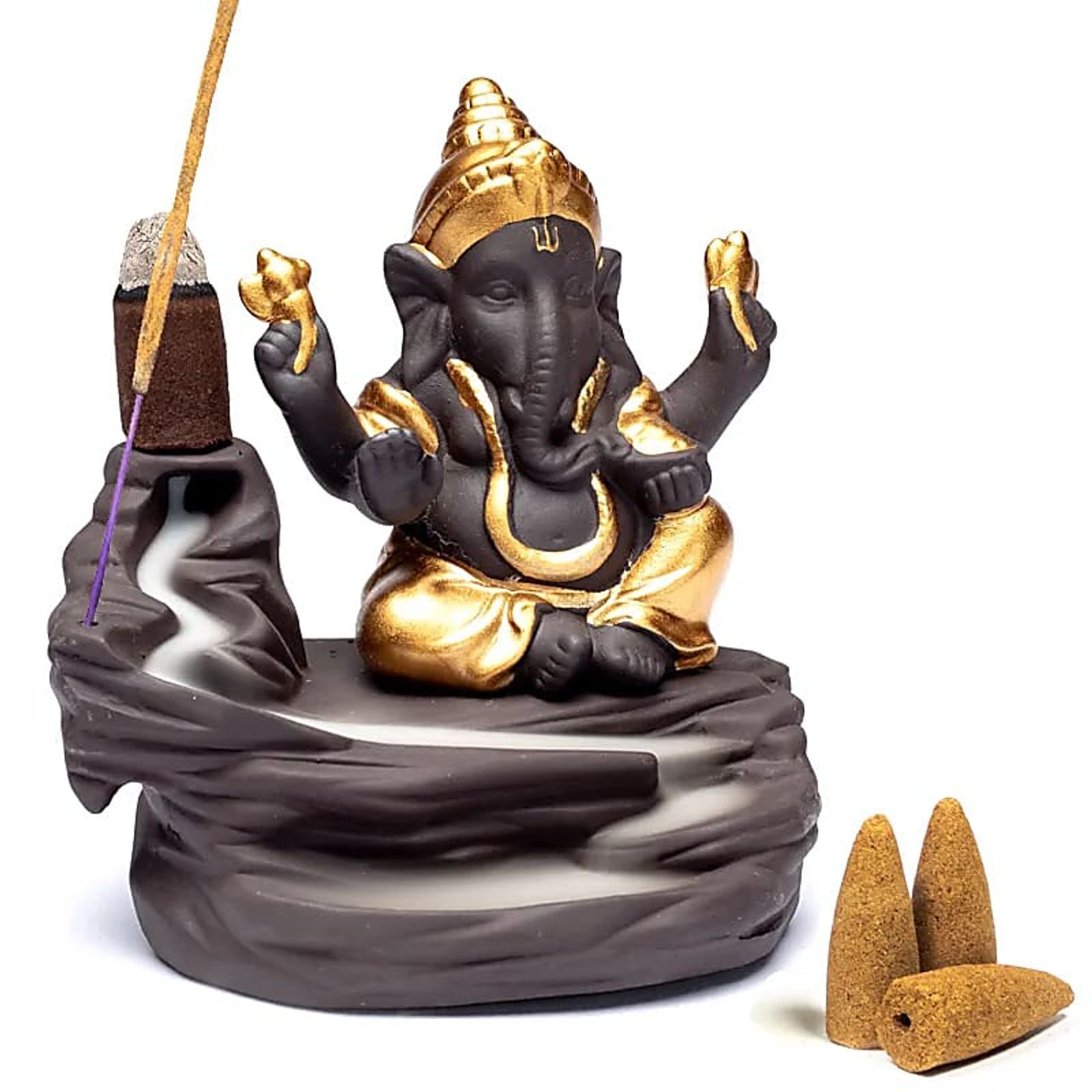 Bahadra Rückfluss Weihrauchbrenner Ganesha -- 9x6x10 cm 15709