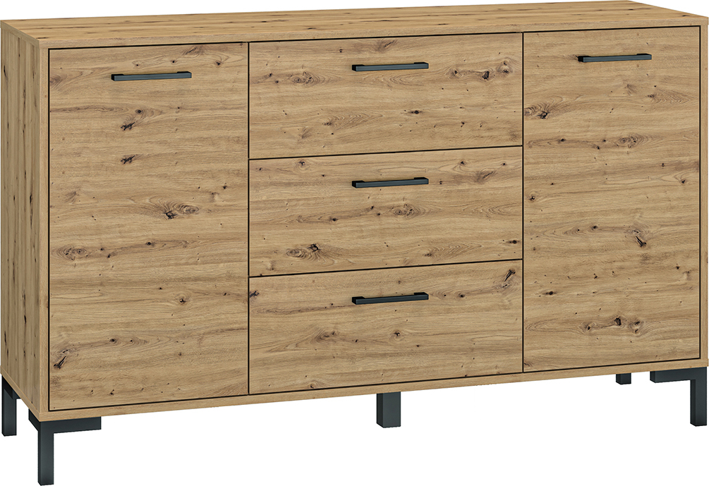 Buffet Liora mit 3 Schubladen und 2 Türen, Holzoptik, 138cm