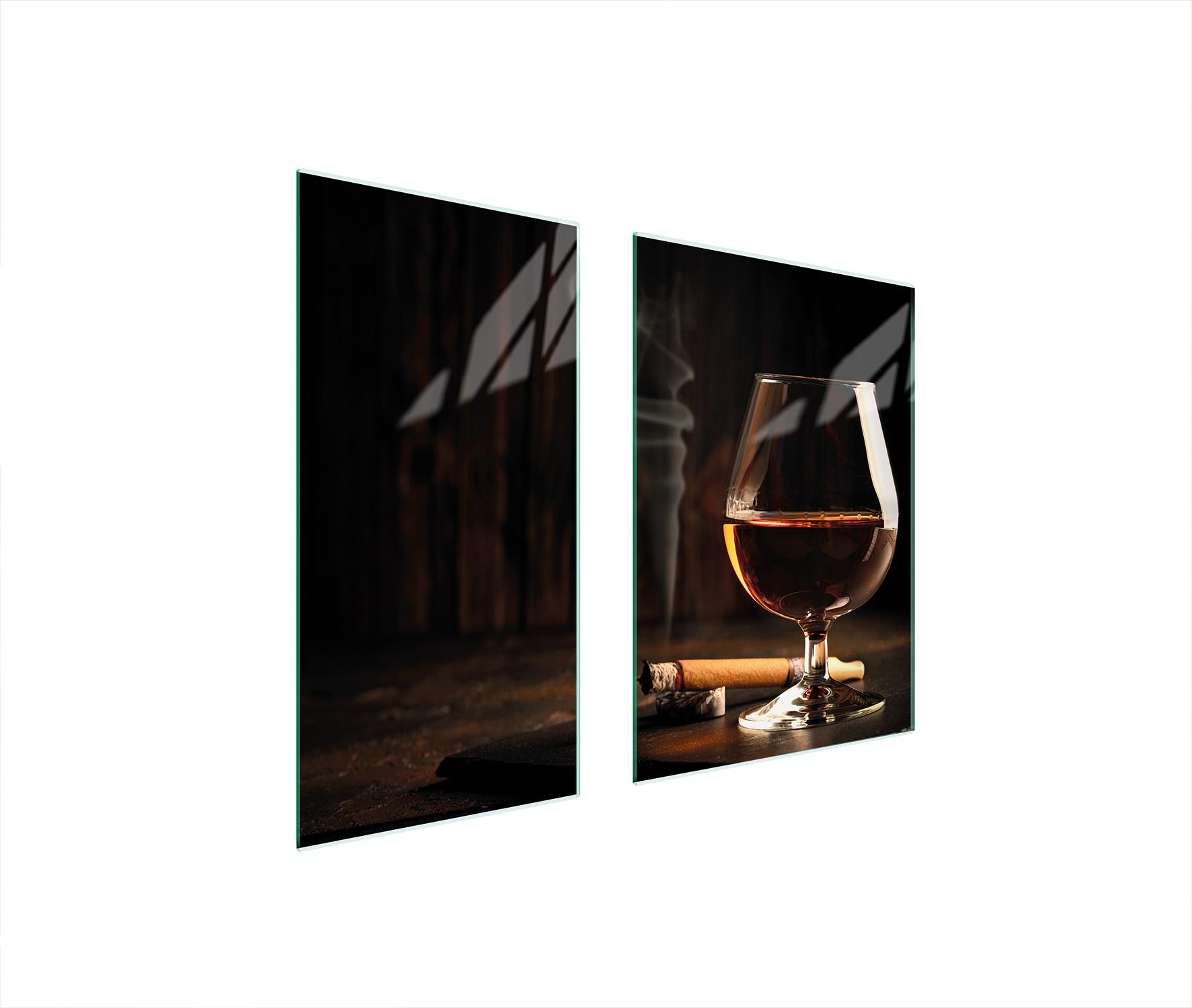 TMK ArtDeko Herdabdeckplatten 2 teilig 75x52 Ceranfeld Abdeckung Glas Schneidebrett Wein Zigarett