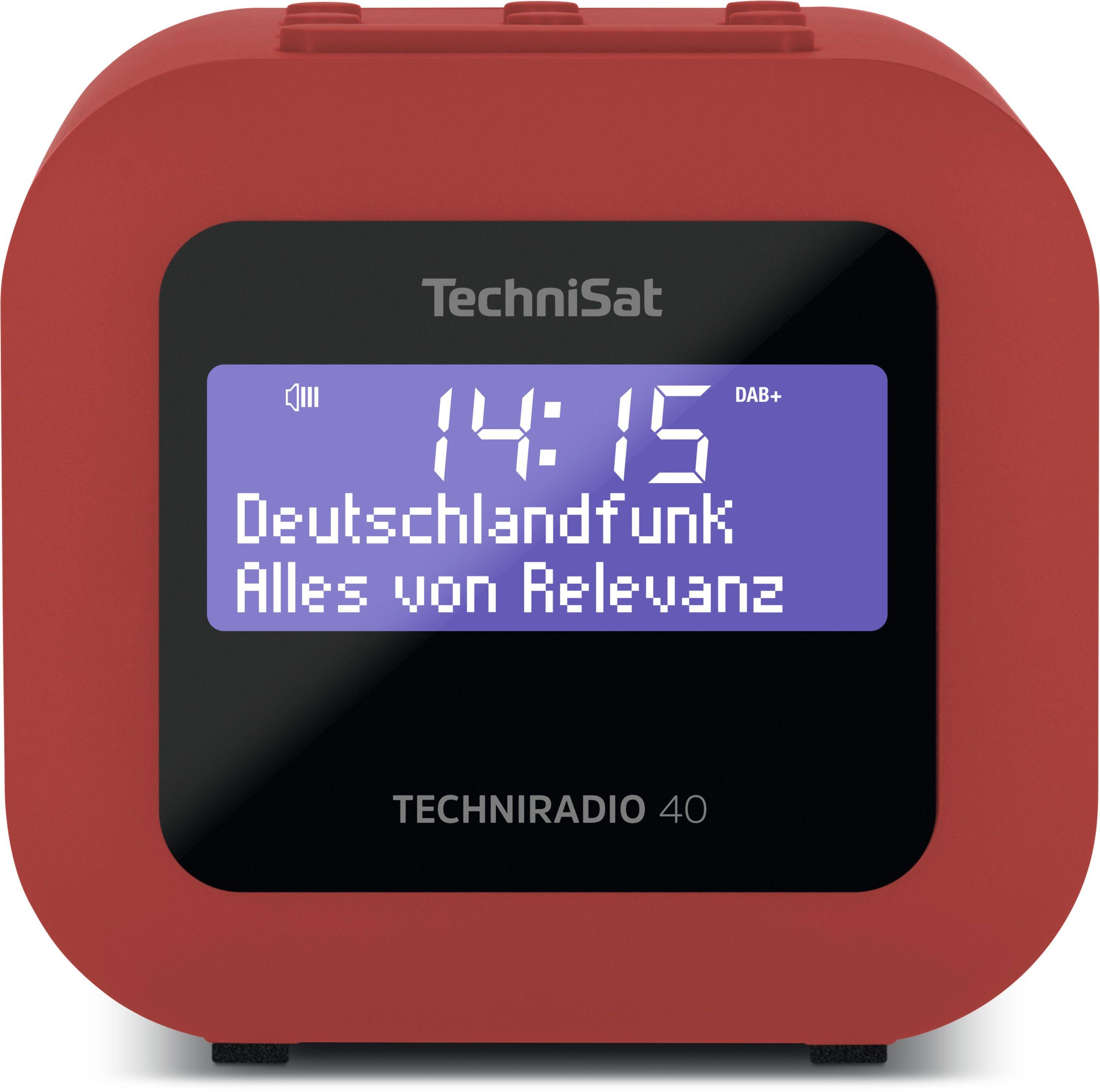 TechniSat TECHNIRADIO 40 | DAB+ Radiowecker mit Sleeptimer und Snooze | rot 0002/2940