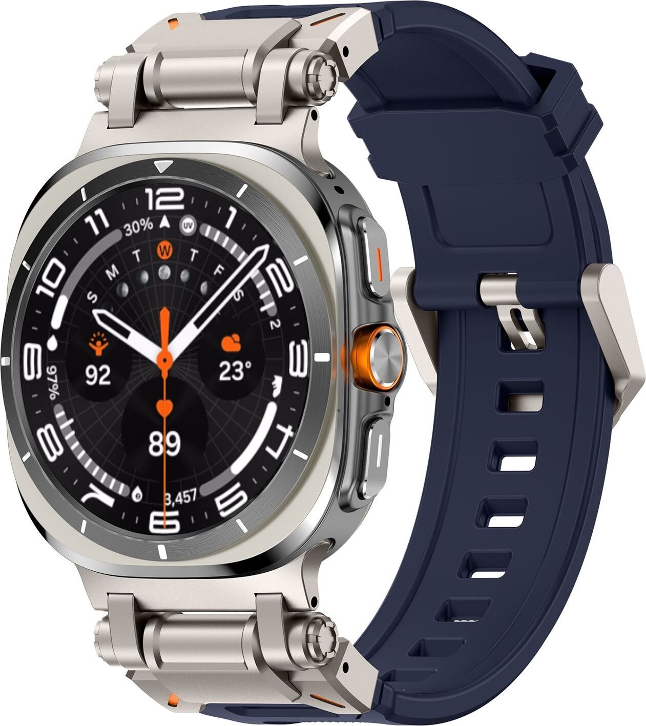 Pre Samsung Galaxy Watch Ultra 47 mm Silikónová titánová zliatina Modrá