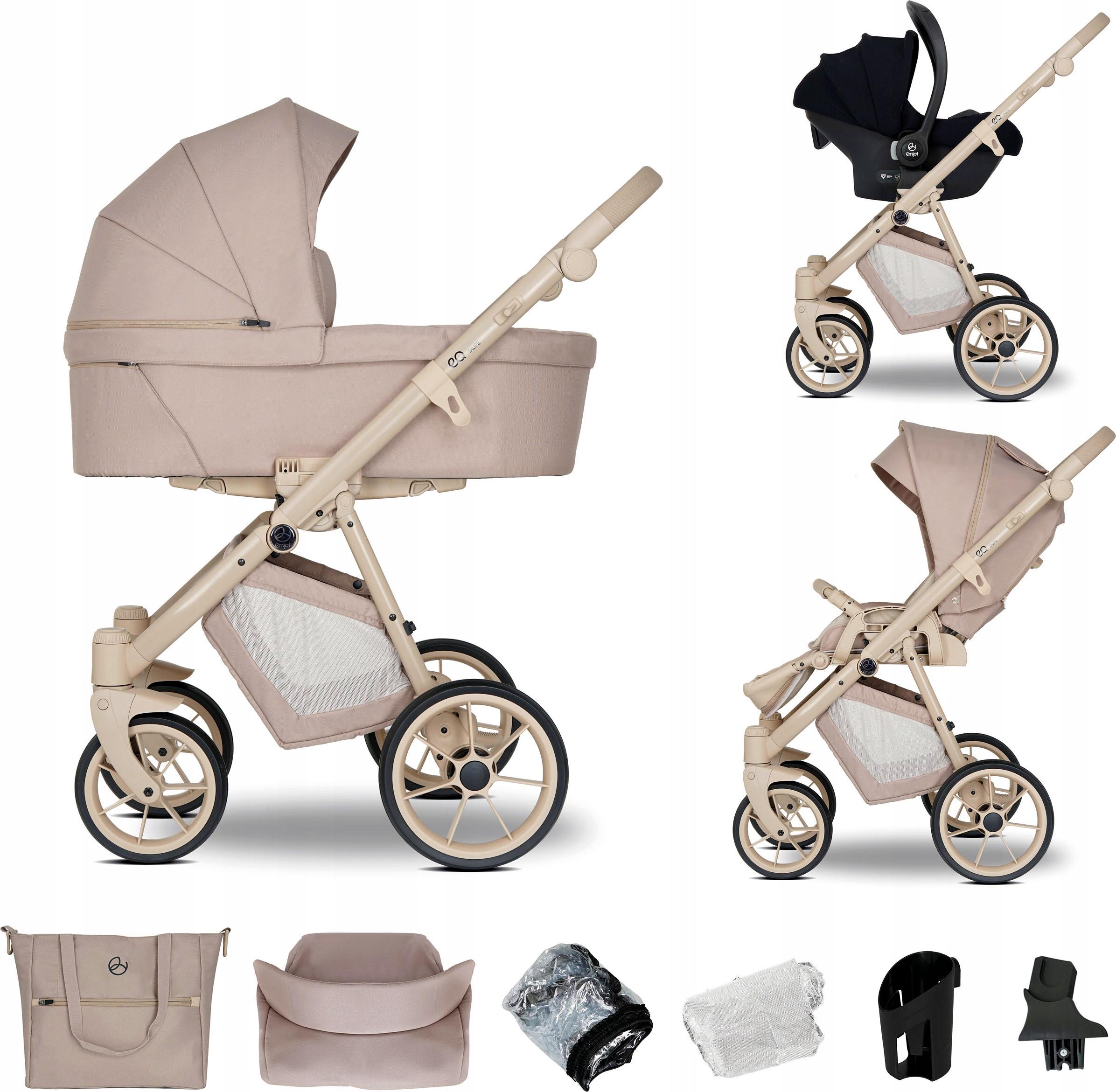 Kinderwagen 3In1 Eq Taupe Beige, Aluminium 8.8Kg, Babytragetasche Und Kinderwagen