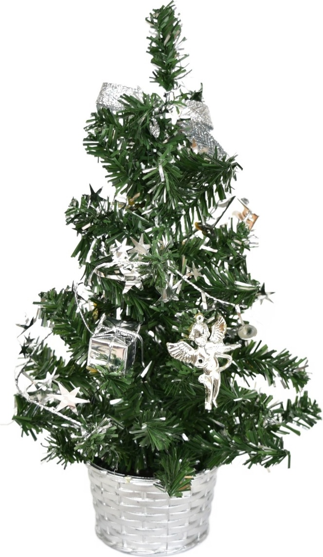 DOMMIO Silber geschmückter Baum 25 cm