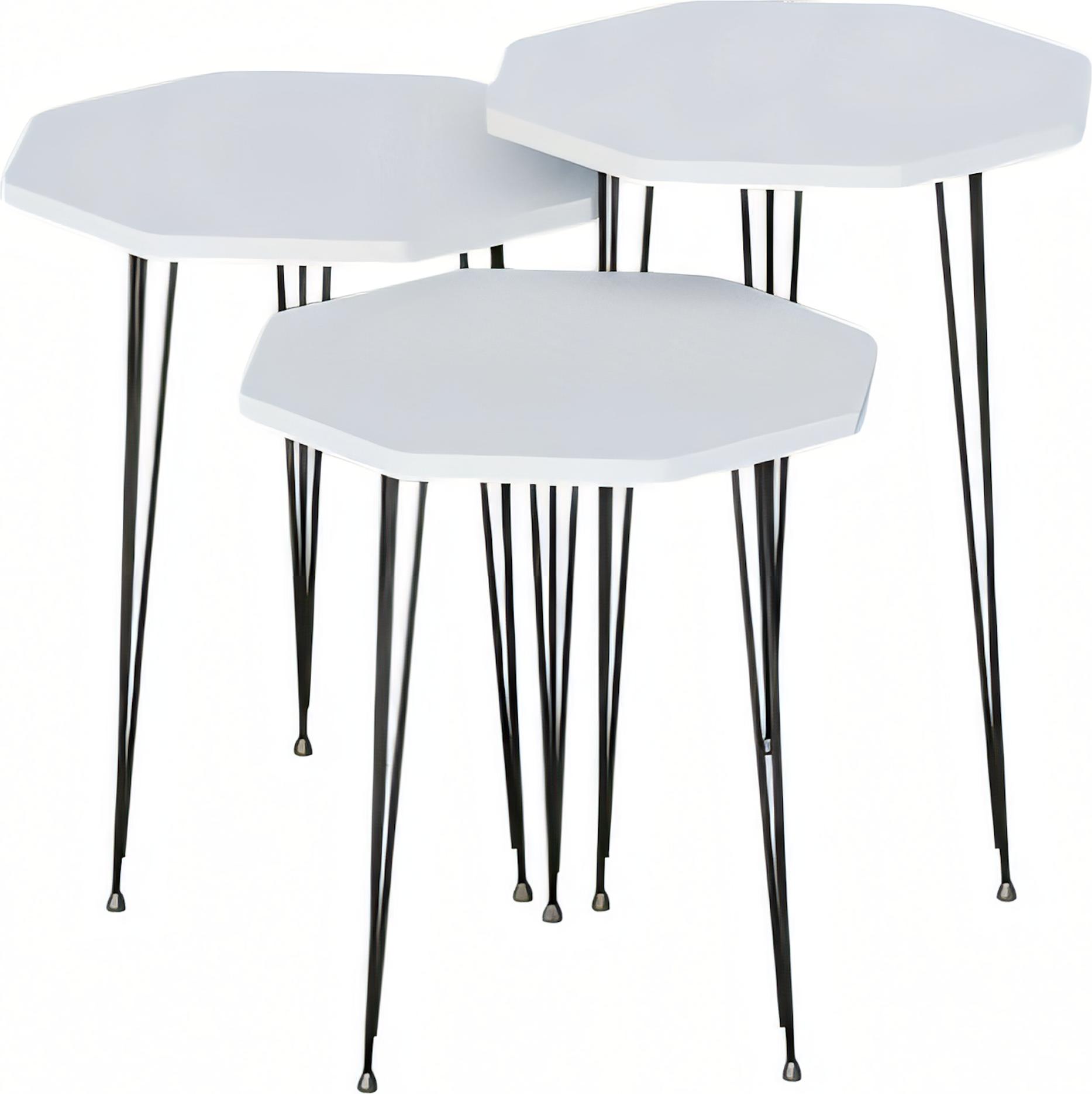 AEA Weißes Metall-Holz Couchtisch-Set modern