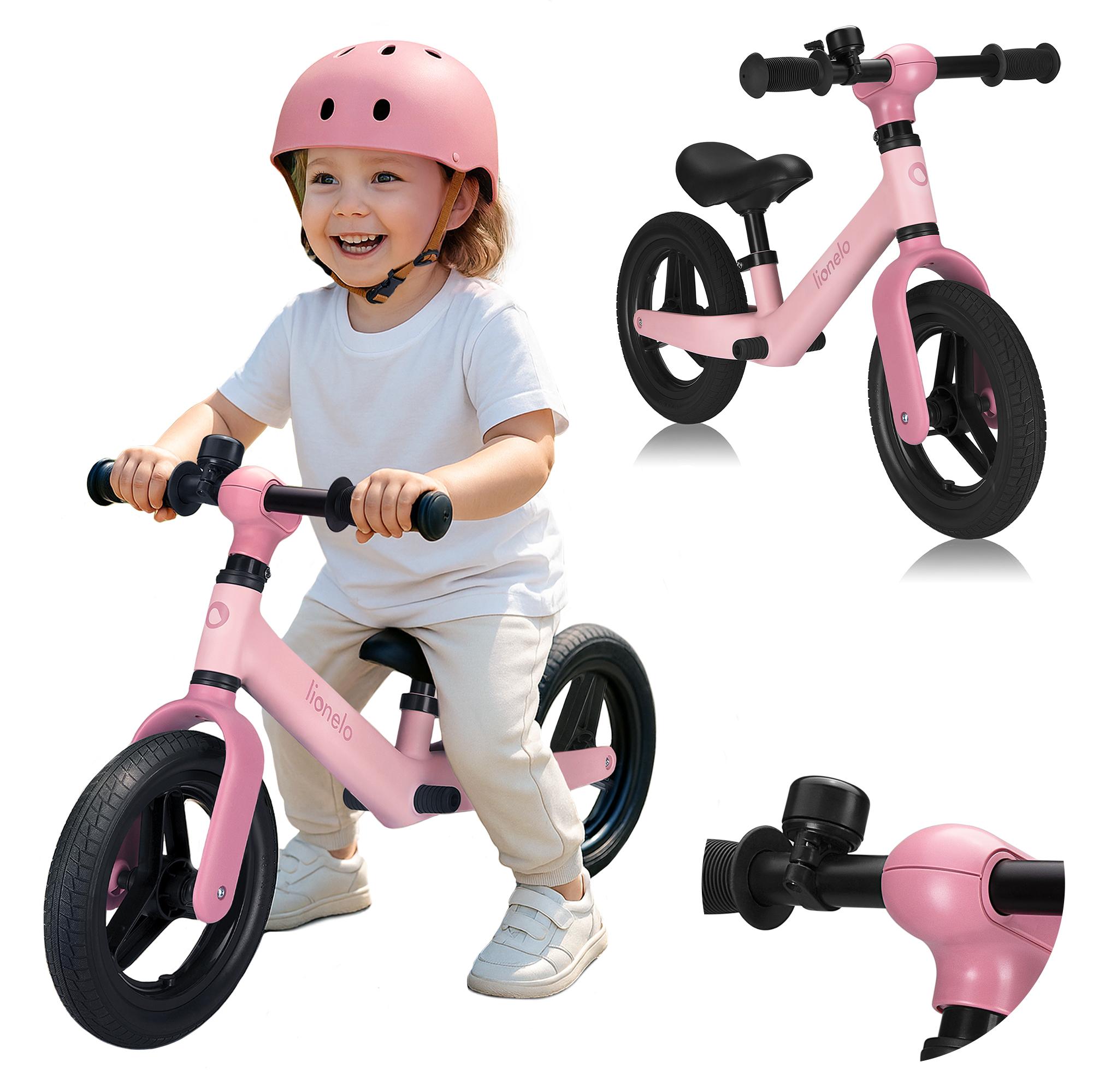 Vélo sans pédales pour enfants TONI, de 18 mois à 30 kg, repose-pieds, siège et guidon réglables, poignée antidérapante, sonnette - Rose Vélo sans pédales pour enfants TONI, de 18 mois à 30 kg, repose-pieds, siège et guidon réglables, poignée antidérapante, sonnette - Rose