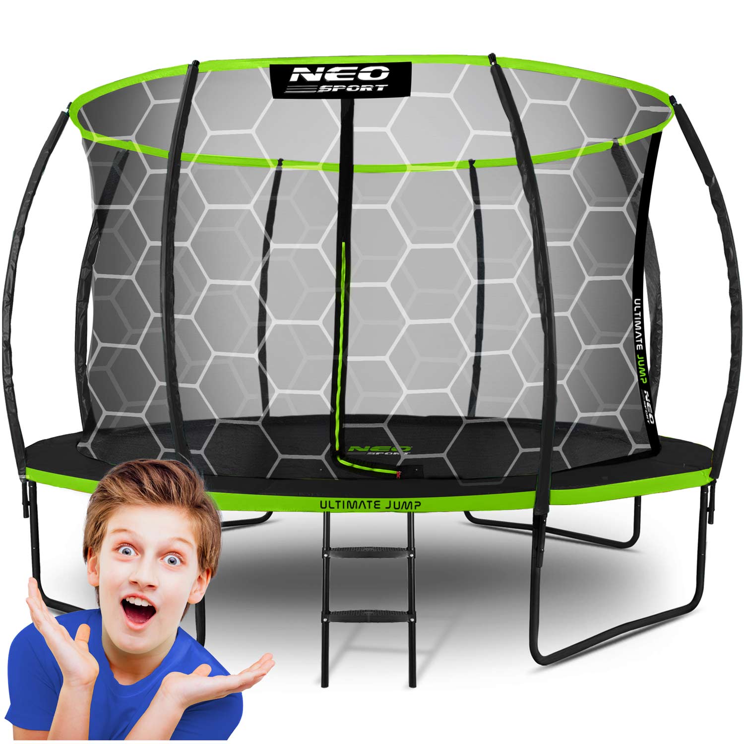 Trampolina Ogrodowa Profilowana 12Ft/374Cm Z Siatką Wewnętrzną Neo-Sport