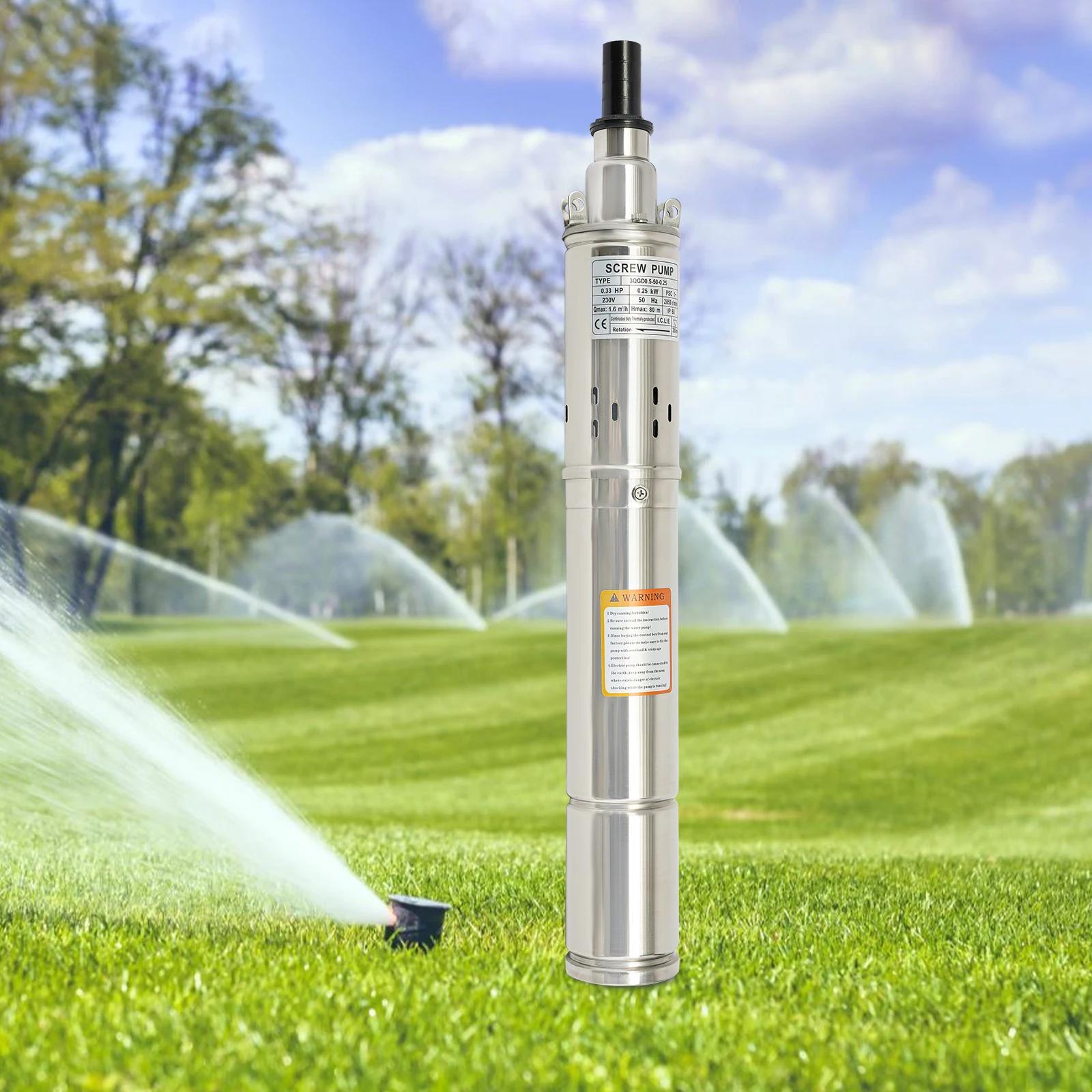 Čerpadlo do hlbokých studní, ponorné čerpadlo so šnekovým pohonom 220 V, zástrčka EÚ, z nehrdzavejúcej ocele, kompatibilné s pieskom, pre záhradu a zásobovanie vodou