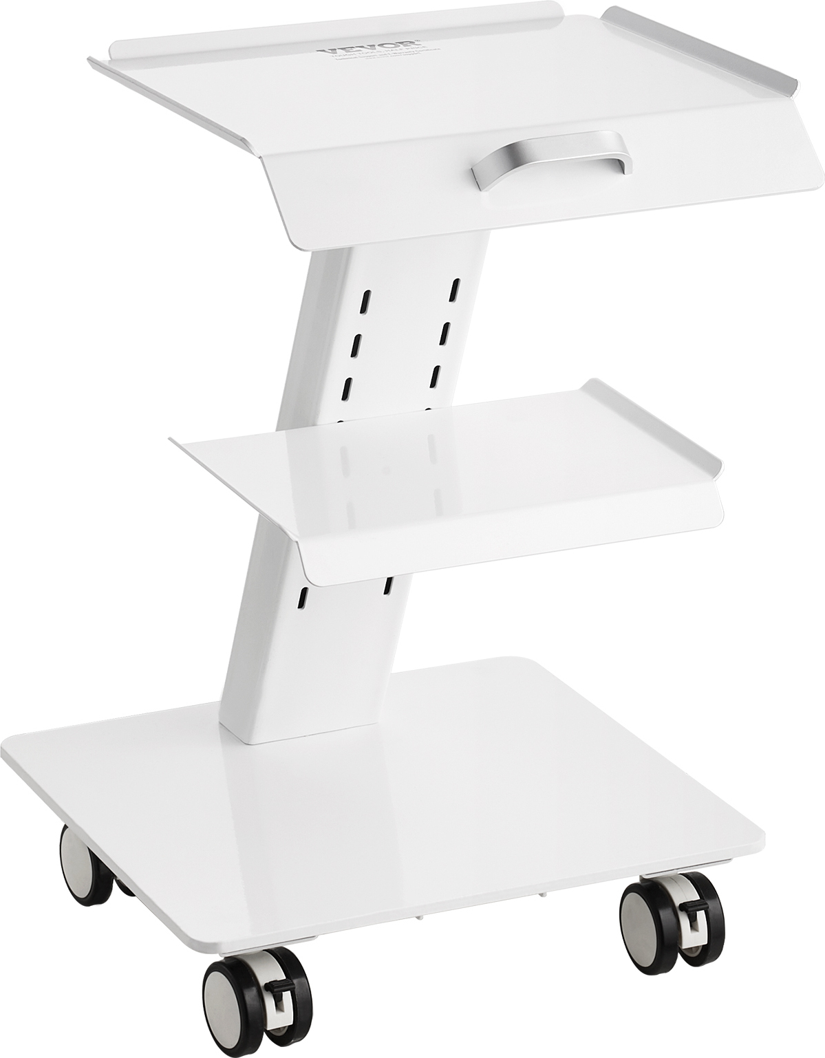 VEVOR Laborwagen, 3-lagiger Laborwagen mit Rollen, Mobiler Metallwagen mit Lenkrollen, Servierwagen Klinikwagen mit Tablett und 100 kg Tragkraft, für Labor, Klinik, Schönheitssalon K-SH002