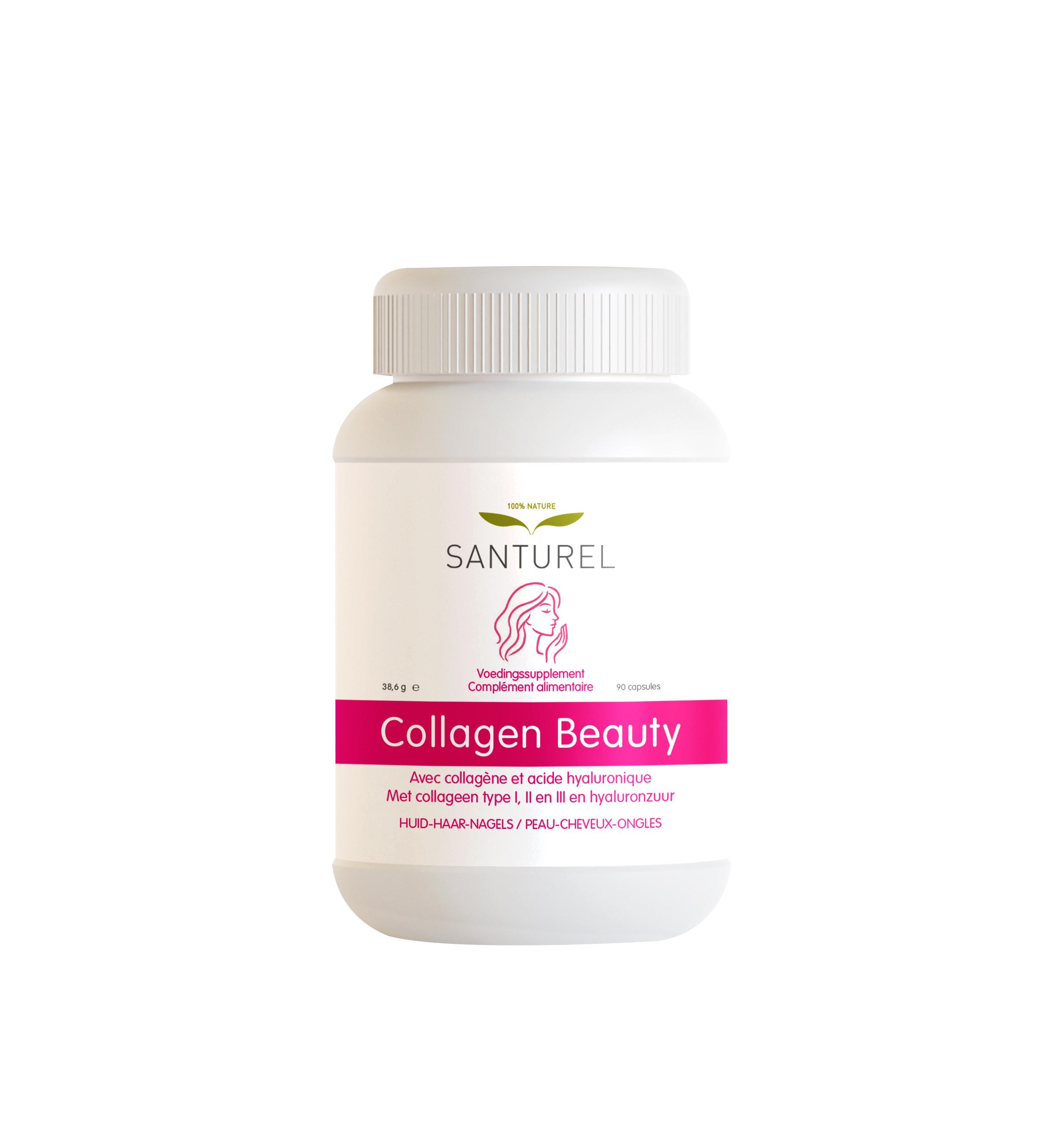 Santurel Collagen Beauty - HAUT – HAARE – NÄGEL - Mit Kollagen Typ 1,2,3 , Hyaluronsäure, Gotu kola 90 Kapseln