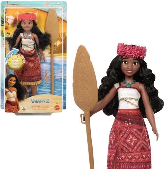Vaiana Puppe singend Mattel, Disney Prinzessinnen, 5 Artikulationspunkte, mit Blumenkrone und 3 Accessoires, JBT62 MATJBT62