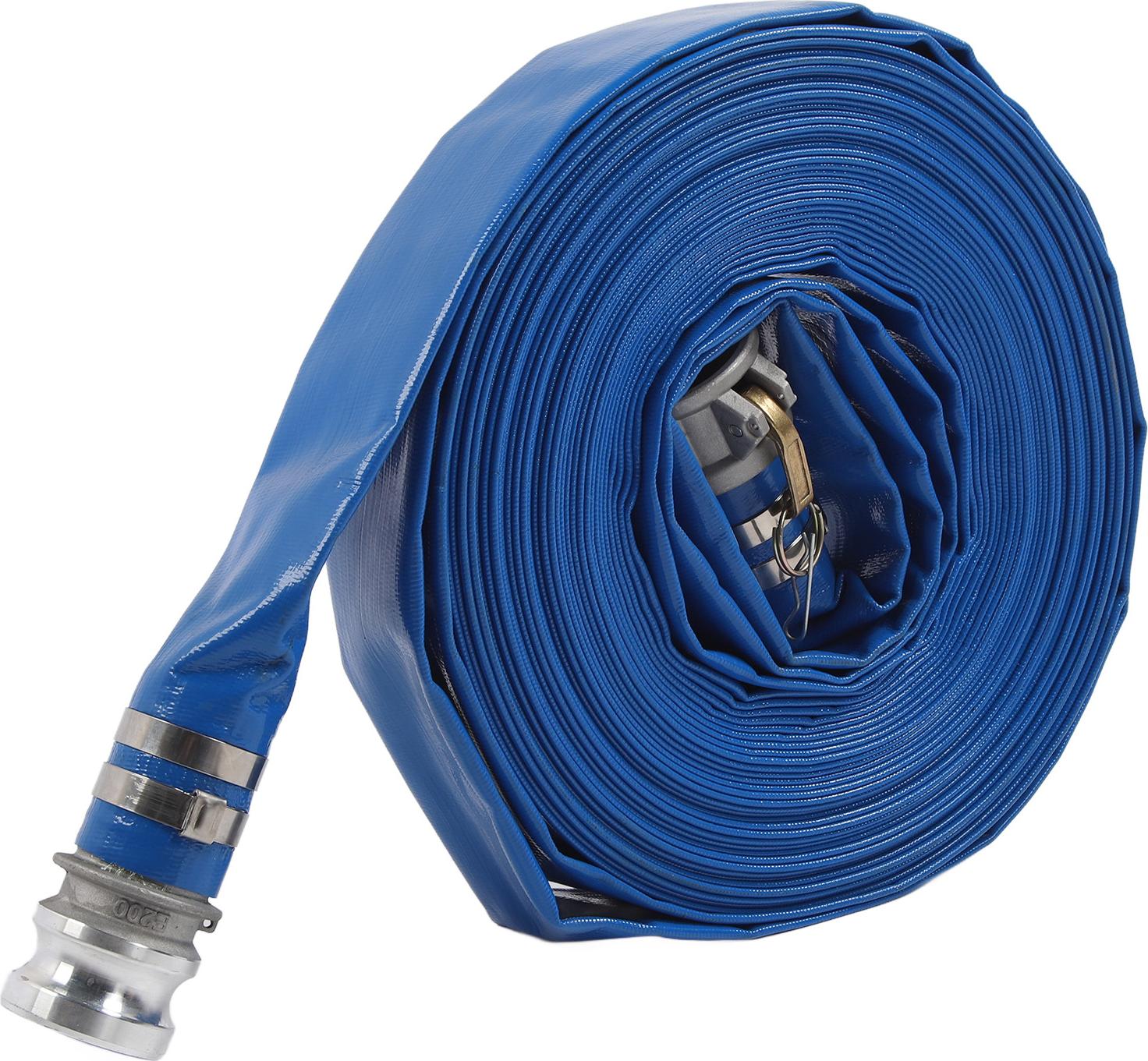 TWO TREES Flachschlauch aus PVC, 51 mm x 1,35 mm x 30 m, 6 bar Hochdruck, Pumpenauslassschlauch mit Anschluss für Pools