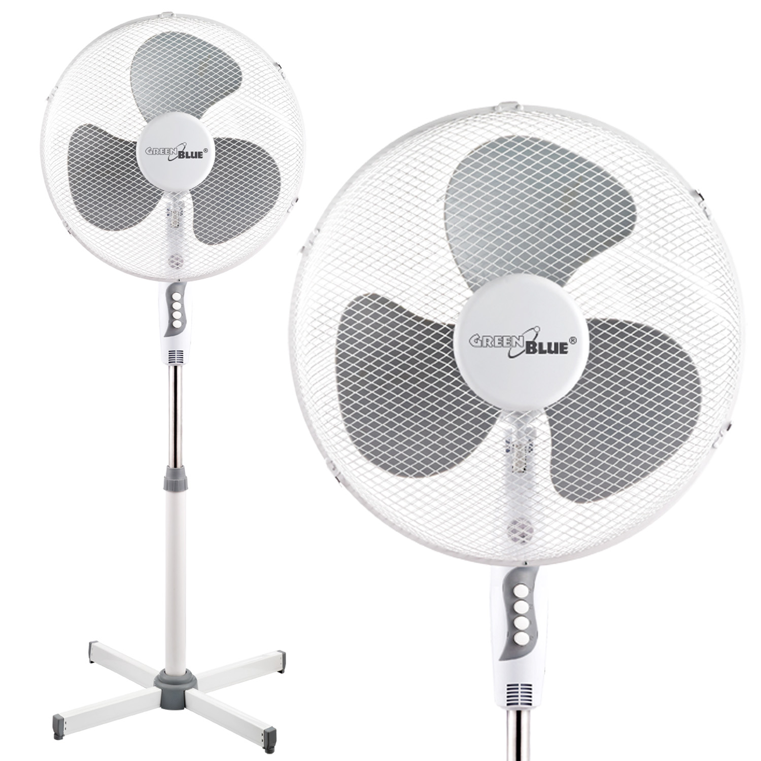 Standventilator 40 cm Durchmesser weiß-oszillierend + 3 Geschwindigkeiten  einstellbare Höhe/Verstellbarer Neigungswinkel Ventilator
