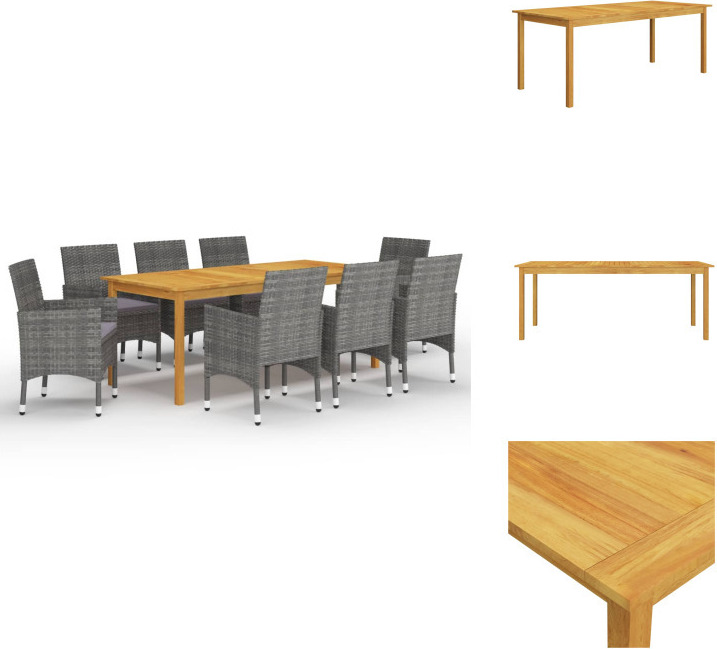 vidaXL 9-dielny záhradný jedálenský set sivý - Záhradné nábytkové zostavy