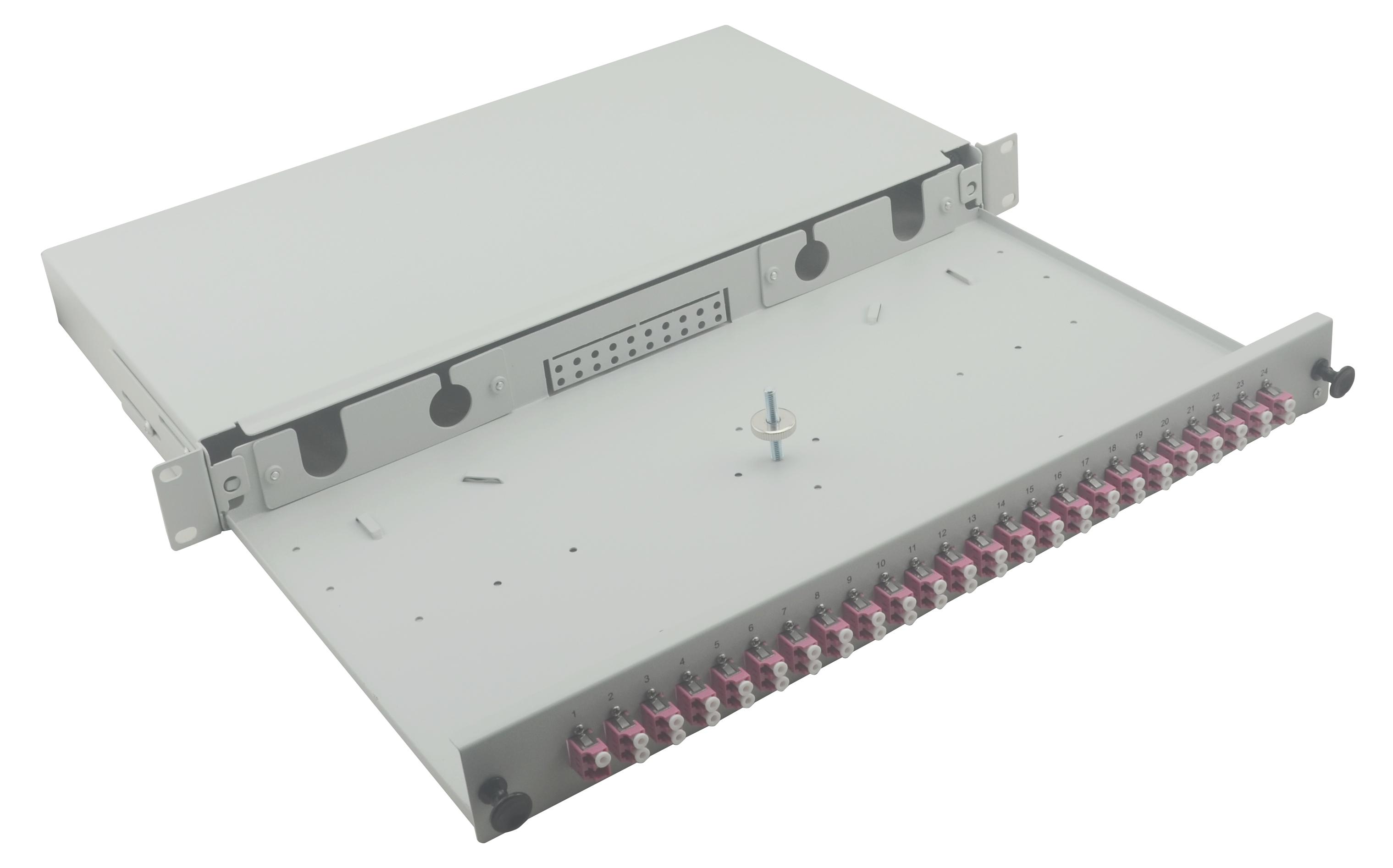 helos LWL 19" Breakoutbox mit 24x LC Duplex Kupplungen OM4, grau 249844