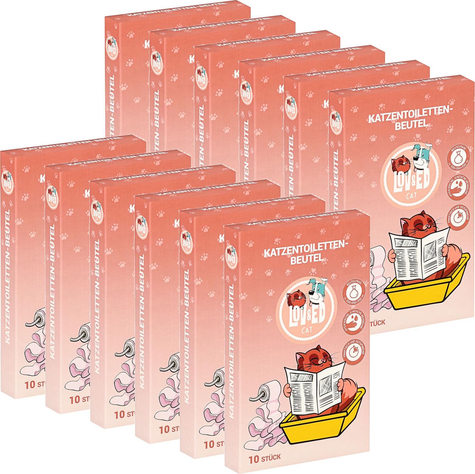 Lov&Ed Katzentoilettenbeutel, 12x 10 Stück Beutel für Katzentoiletten