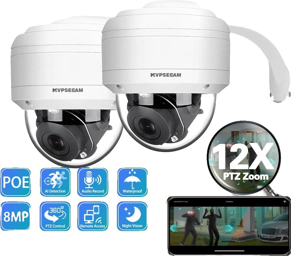 IP kamera, 12x optický zoom, nočné videnie, 2ks 4K POE PTZ