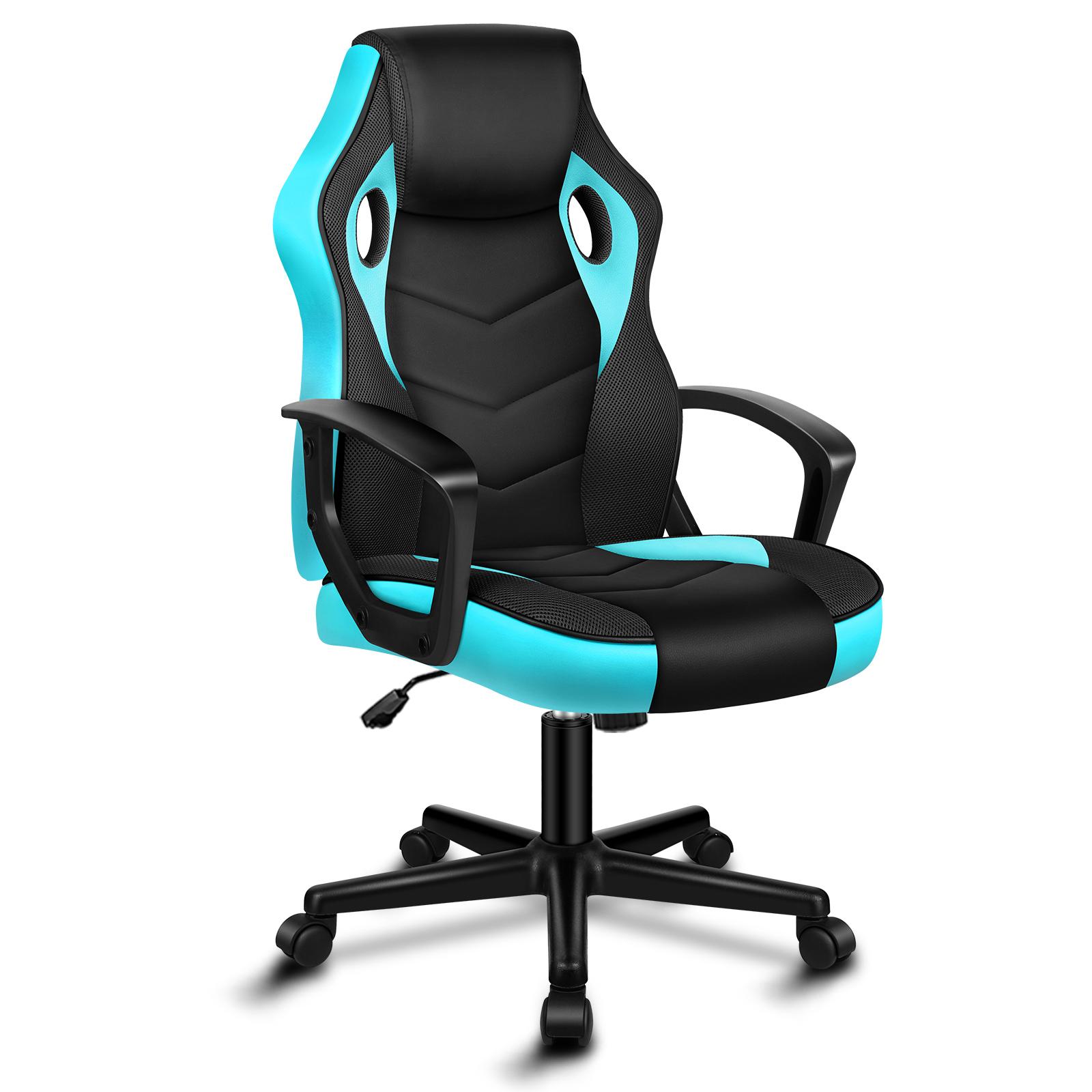 ALFORDSON Racing Schreibtischstuhl, Ergonomischer höhenverstellbarer & gepolsterter 150 kg belastbarer Bürostuhl, Drehbarer PC-Gaming-Stuhl, Cyan