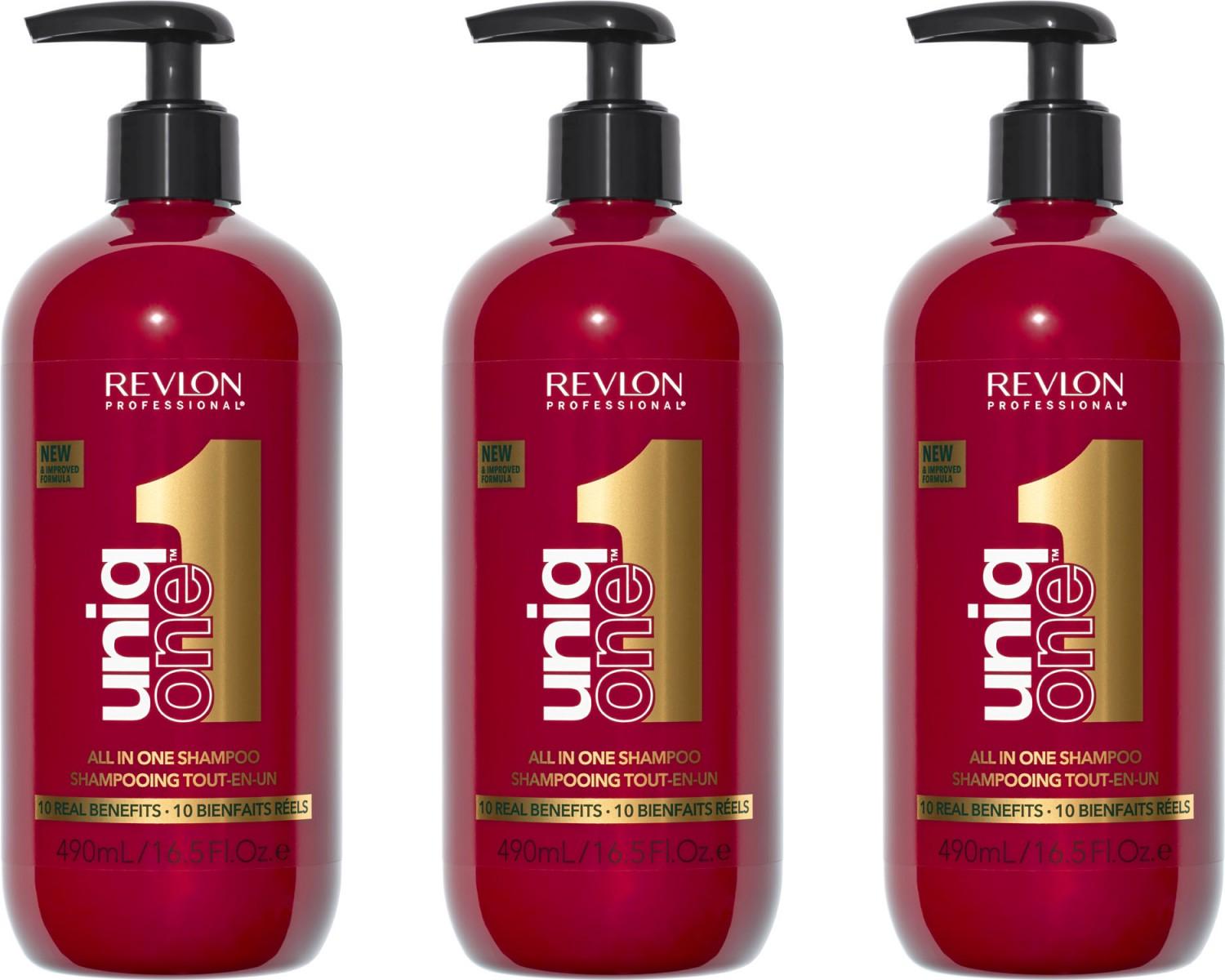 Revlon Uniq One All in One 3 x 490 ml Shampoo für jeden Haartypen 2 in 1 Set