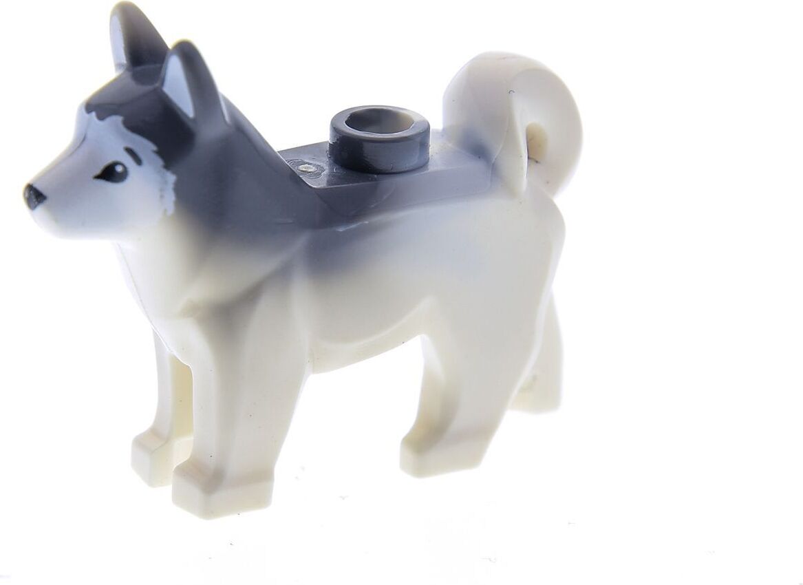 1x Lego zviera pes City Husky biely sivé oči čierny sánkarský pes 16606pb001