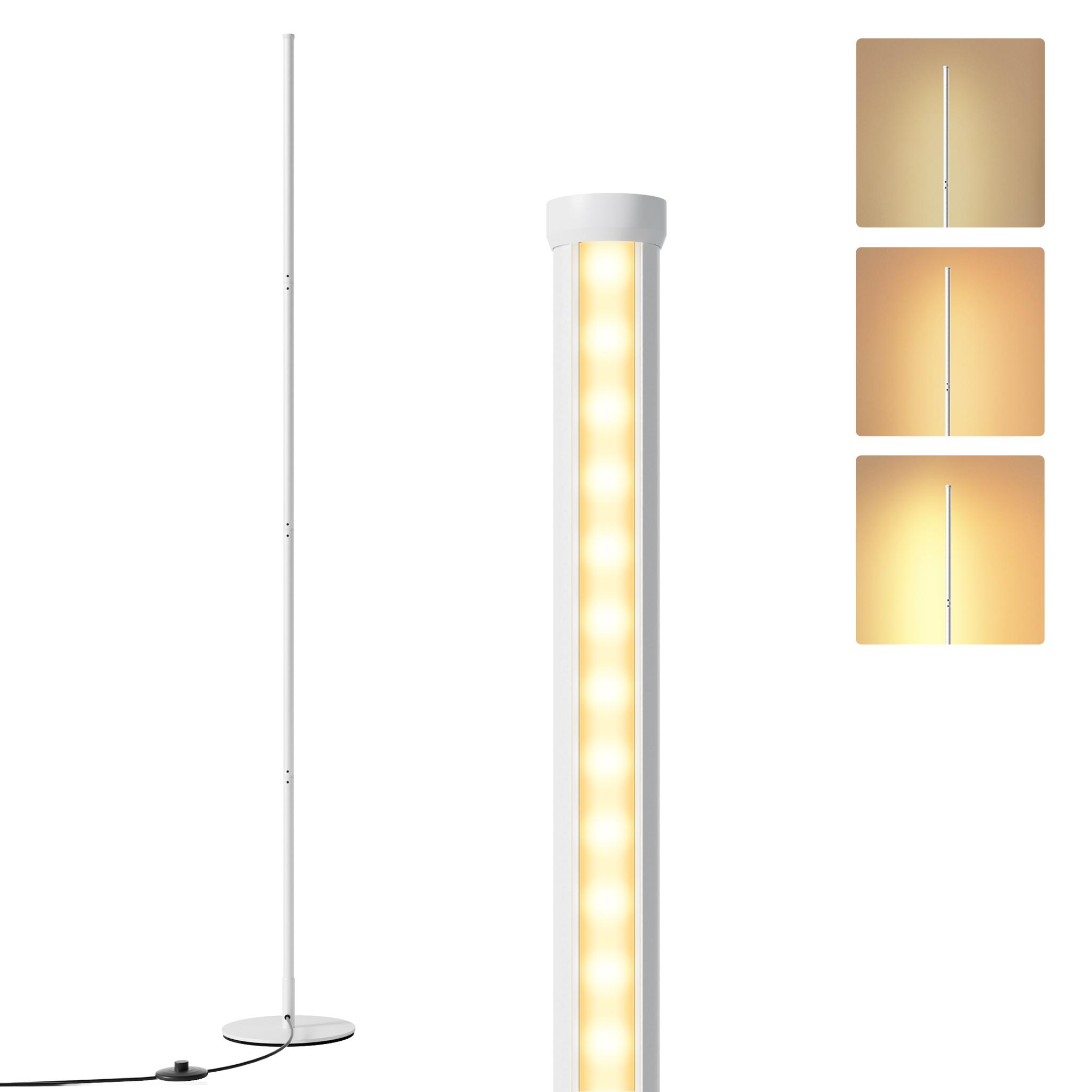 EDISHINE Stehlampe Wohnzimmer, LED Stehlampe Dimmbar, höhenverstellbar, Weiß DHLFL02V