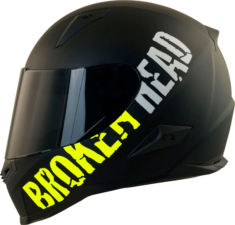 Broken Head BeProud Gelb Motorradhelm + Schwarzes Visier (Größe XS, S, L) : XS (53-54 cm) Größe: XS (53-54 cm)