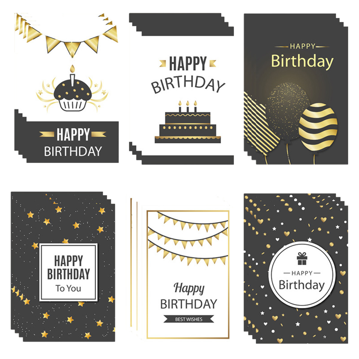 100 Glückwunschkarten Mit Umschlägen – 10x15 Cm, Schwarz-gold, Für Hochzeit, Abschluss & Mehr