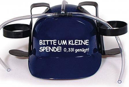HSK Trinkhelm Spaßhelm mit Print - Bitte um kleine Spende - 0,33L genügt - 51656 Color - blau
