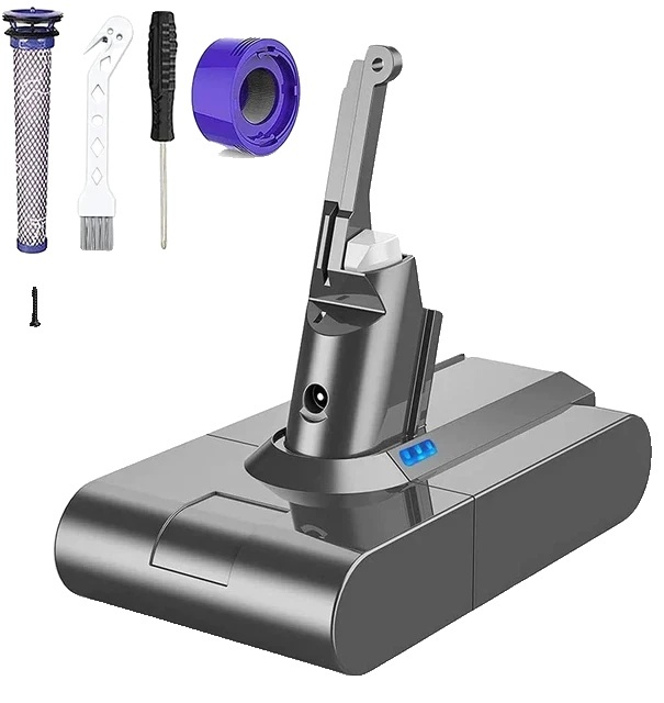 Náhradná batéria Dyson V8, kapacita 6000 mAh, napätie 21,6 V, 1 batériový filter