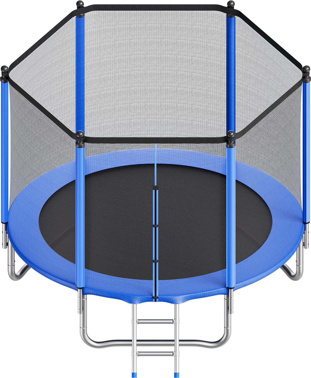 SucceBuy vonkajšia zemná trampolína 244 x 244 cm s bezpečnostnou sieťou a robustným oceľovým rámom, certifikovaná podľa ASTM, nosnosť do 120 kg, ideálna na záhradu a vhodná pre deti.