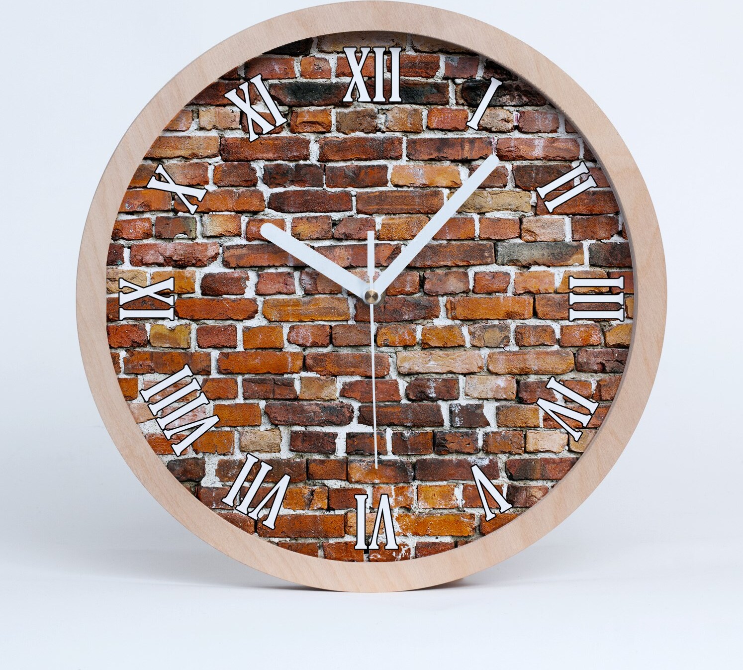tulup Holzuhr 20fi cm wanduhr - weiße Spitzen - Ziegelwand zdo-20-b-82295613