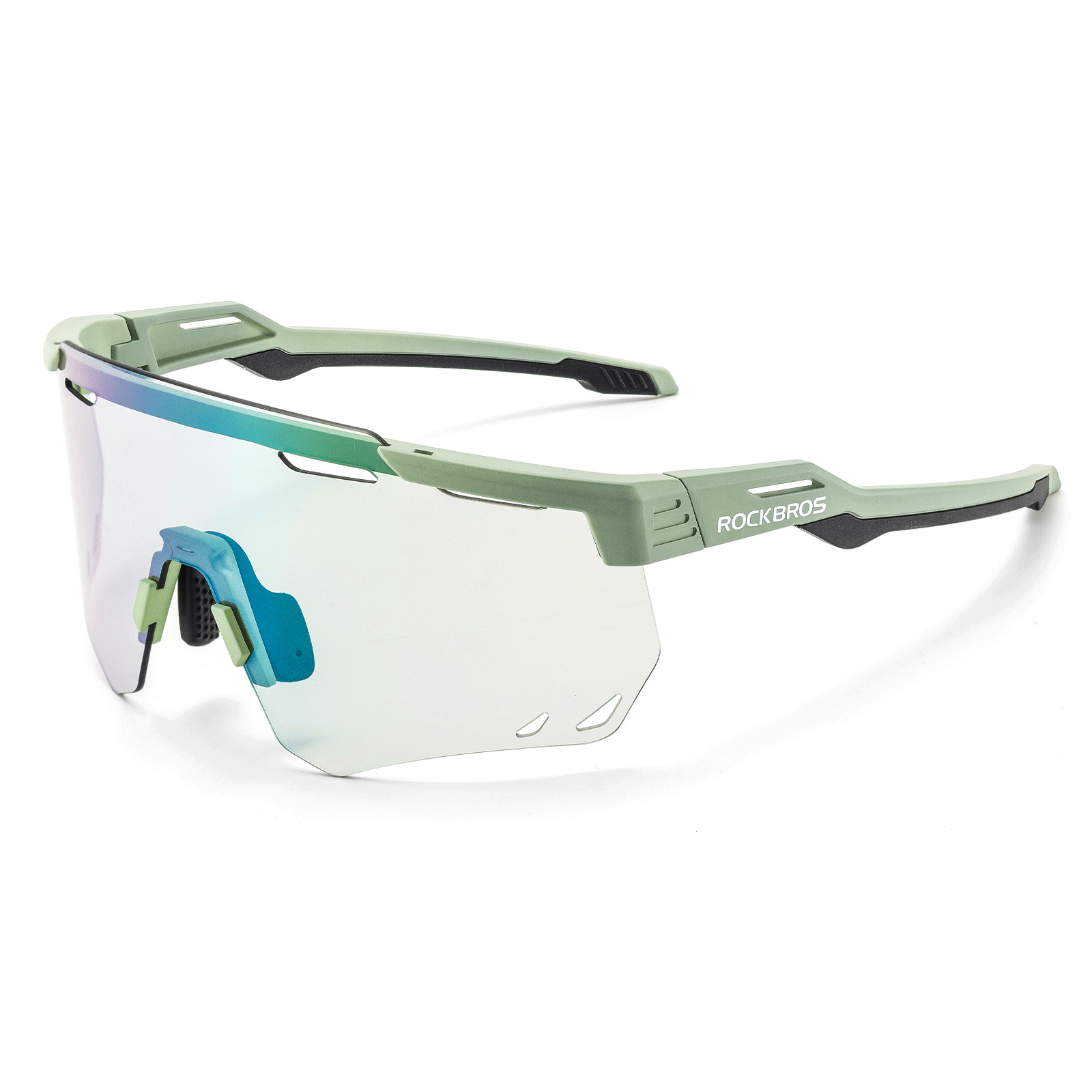 ROCKBROS Fahrradbrille Photochrome Brille Sonnenbrille Selbsttönend Radbrille grün