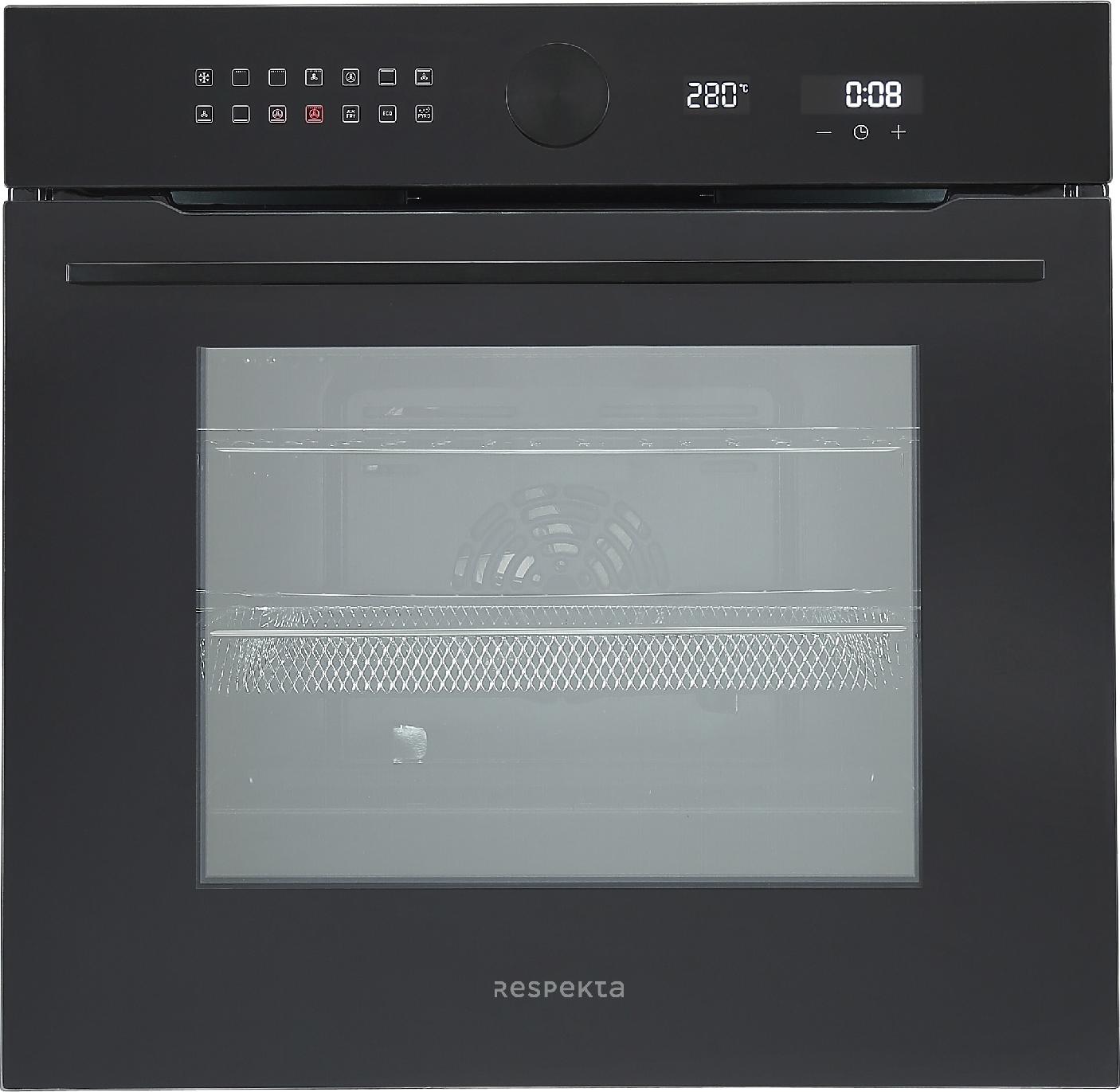 Backofen Autark Einbau Herd Heißluft Grill Airfry Pyrolyse Schwarz Respekta