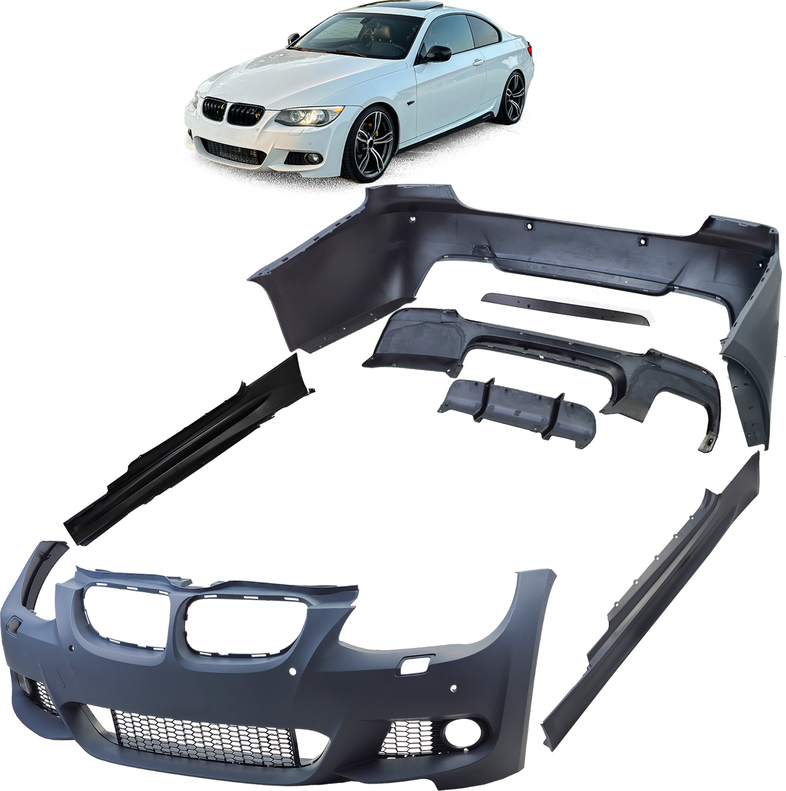 Tuning Fanatics Sport Bodykit Stoßstange Schweller passt für 3er BMW E92 E93 10-13 Facelift LCI
