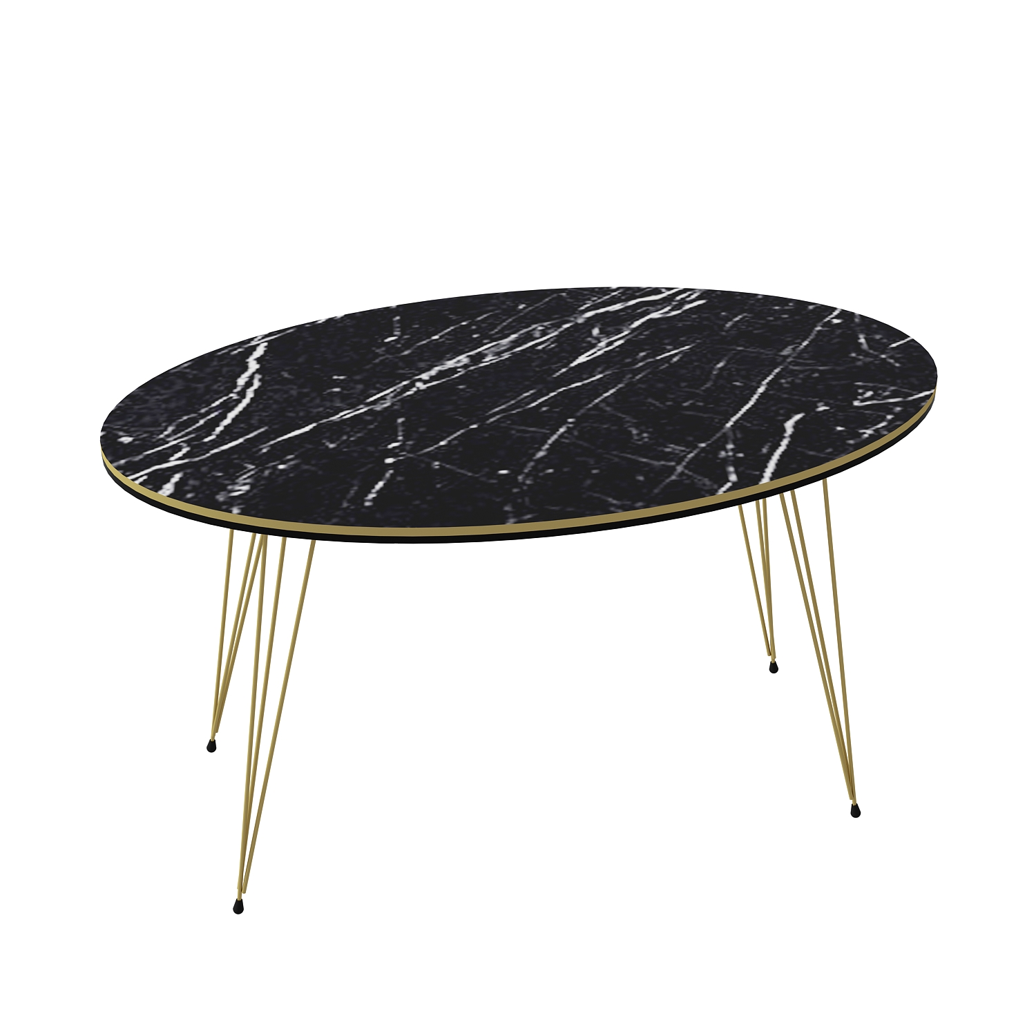 moebel17 Couchtisch Marmor Optik Oval Schwarz 21597013