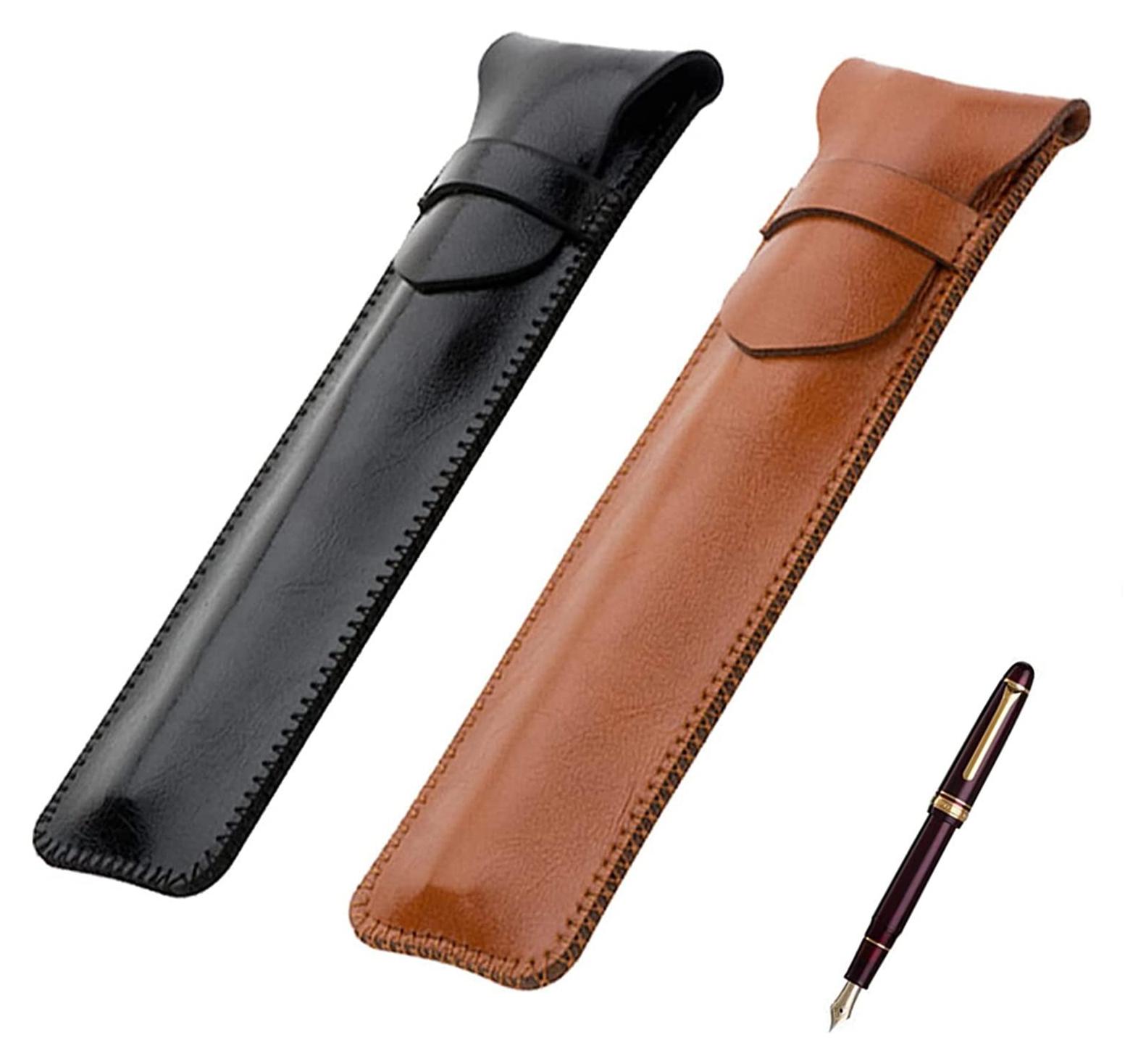 Markenlos Federmäppchen, Stiftetuis und Federmäppchen aus Leder, schwarz und braun