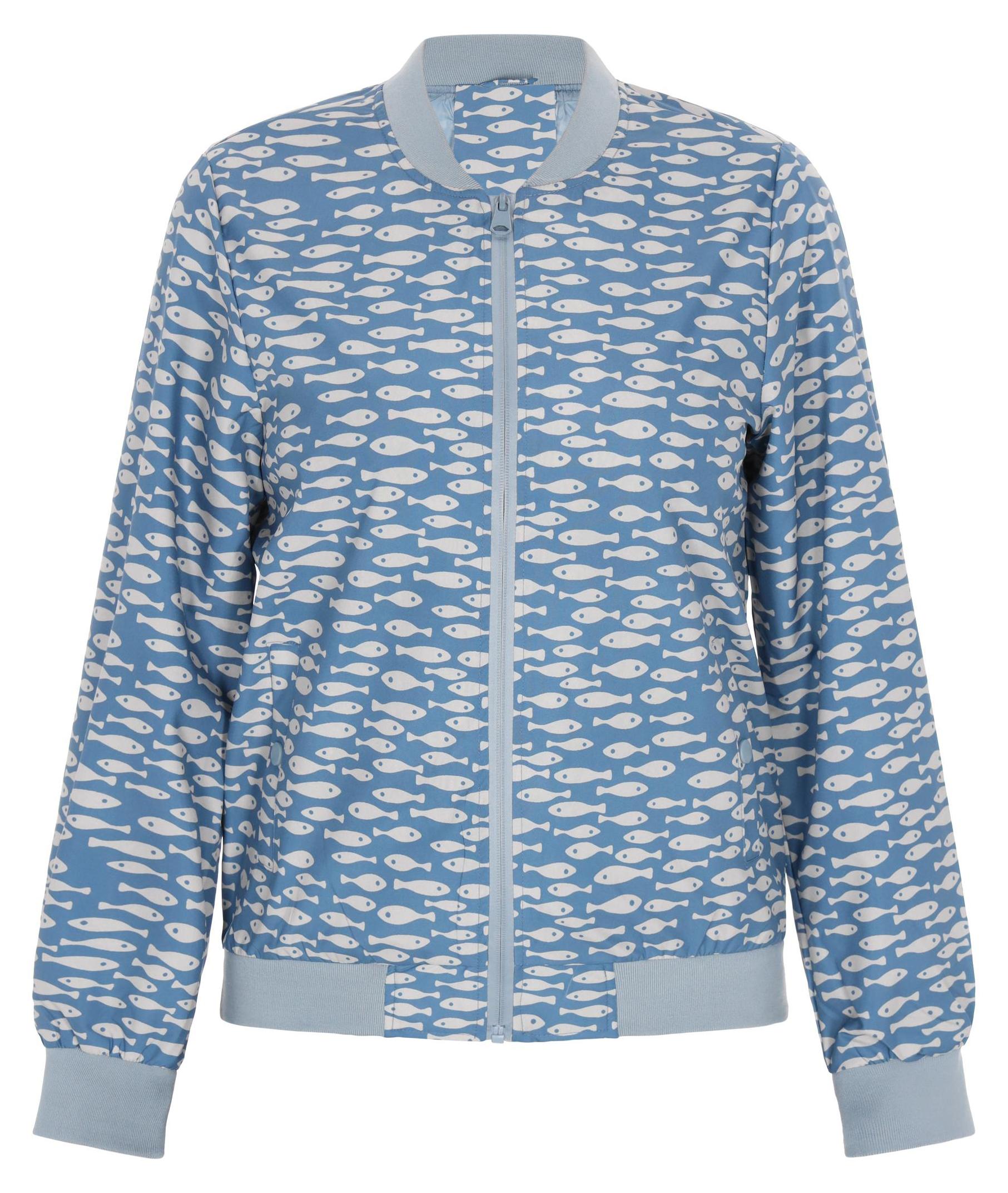 Jika Damen Bomberjacke XL in Blau mit geometrischem Print und regulärer Passform