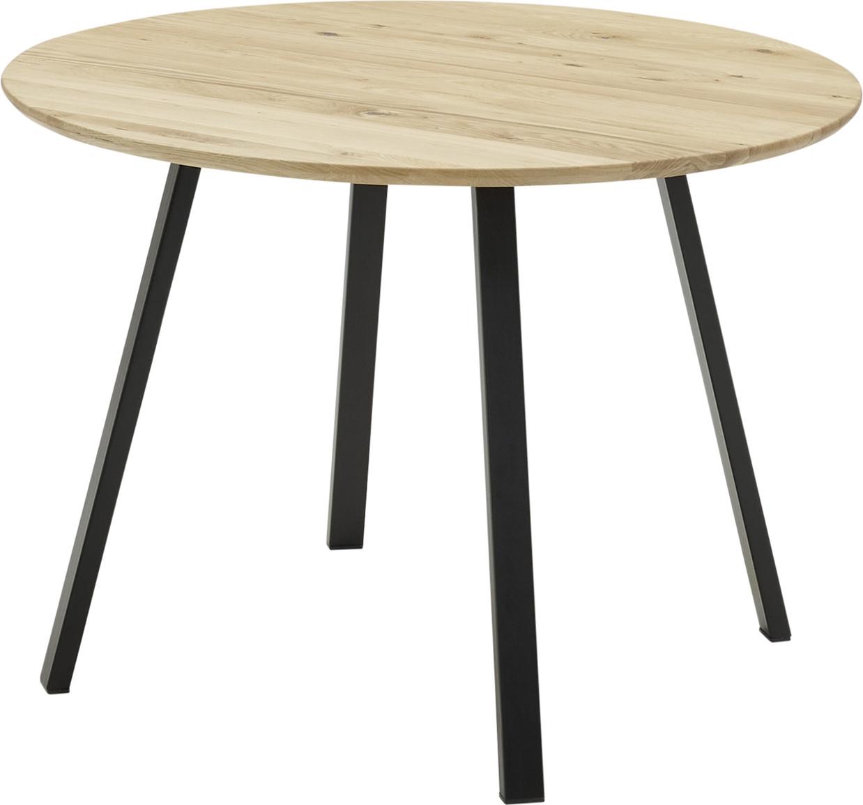 Esstisch >Nils< in Eiche, schwarz, Massivholz, Metall - 75x110cm (HxD)