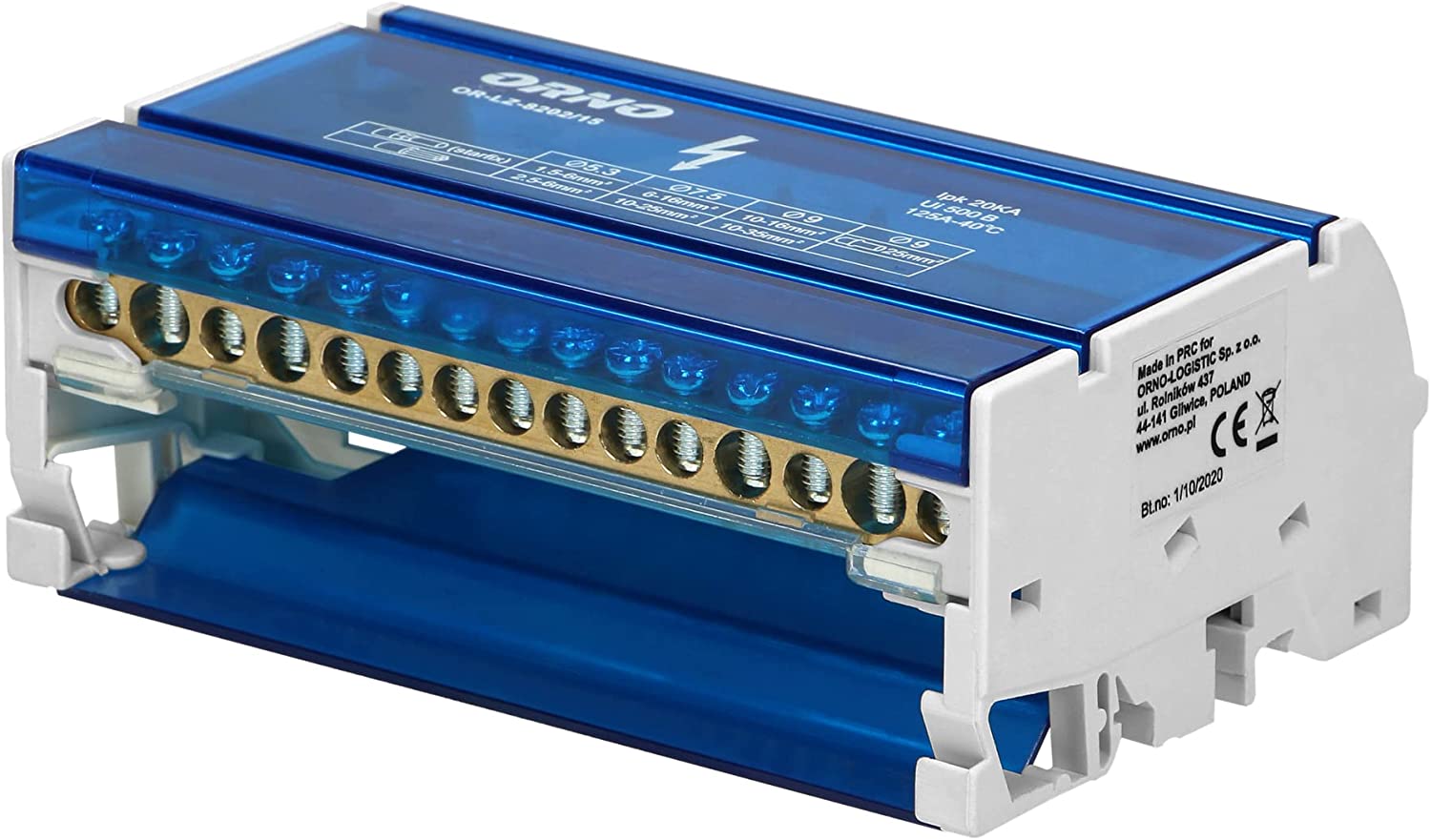 Orno LZ-8202/15 Blöcke de Verteilung de 4 Schienen OR-LZ-8202/15