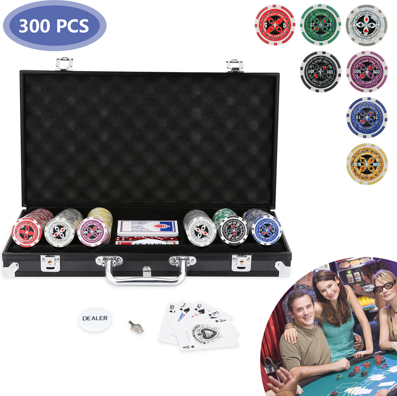 Kit Poker 300 Pièces Avec Valise - Jetons Et Cartes Texas Hold'em