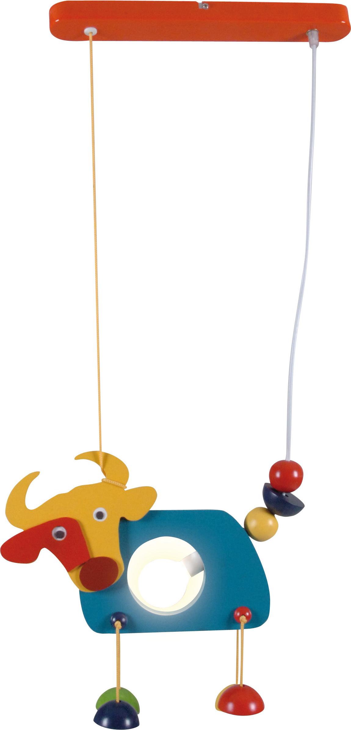 Näve Leuchten Kinderpendelleuchte "Kuh Emma " Kinderpendelleuchte "Kuh Emma " Pendelleuchten - Kinderpendelleuchte "Kuh Emma ", Lampe im Romantic Style, ausHolz in bunt, 85 cm hoch, Maße 37 x 5 cm, E14-Fassung