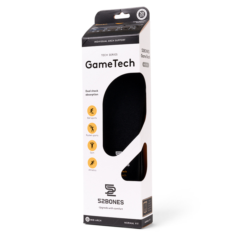 52 Bones GameTech Sport Inner Soles Mid Arch, Grösse:35/36 NEW-47235