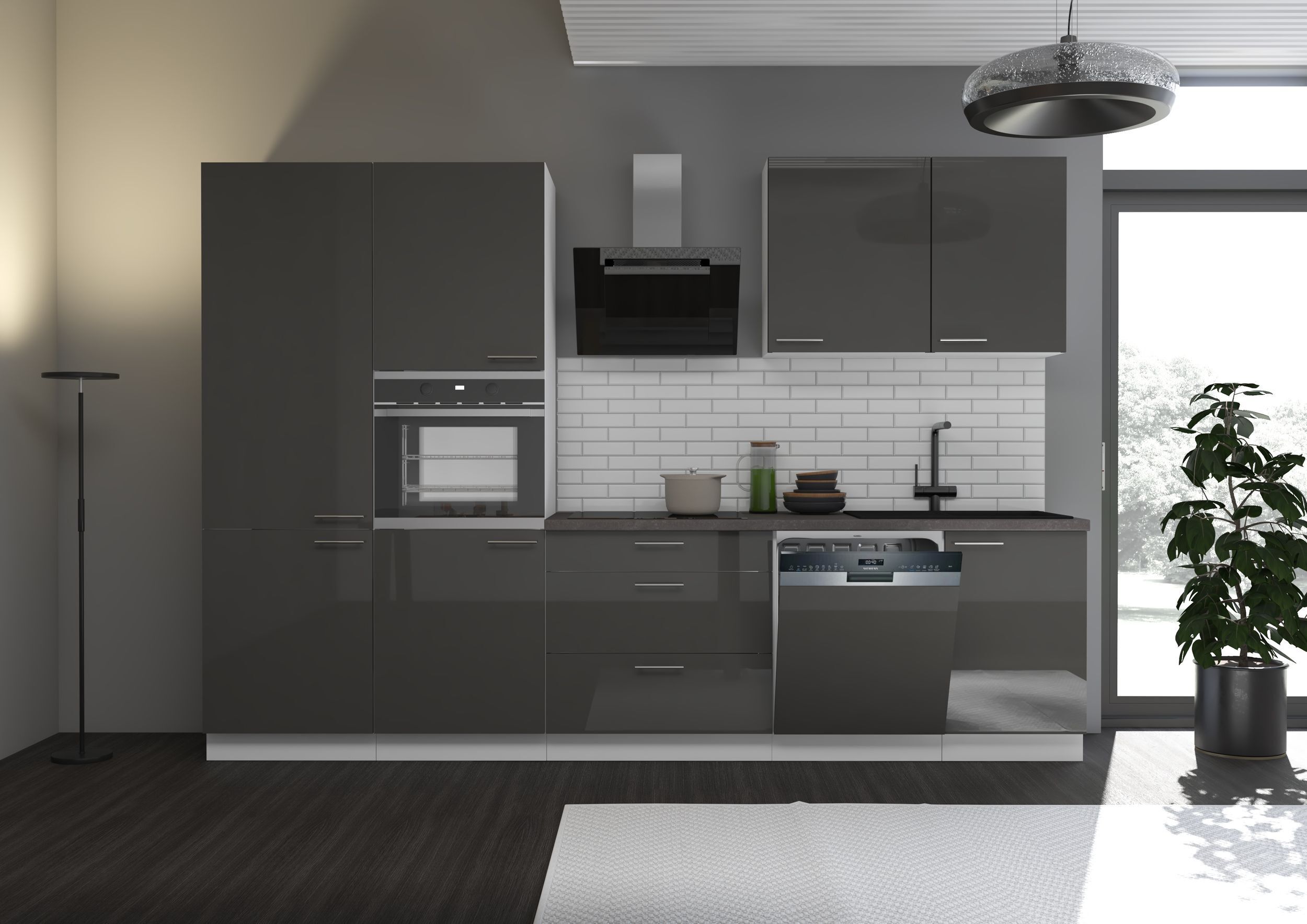 Küchenpreis-Bombe Küche Lara Grau/Weiß 310 cm Küchenzeile Einbauküche Singleküche