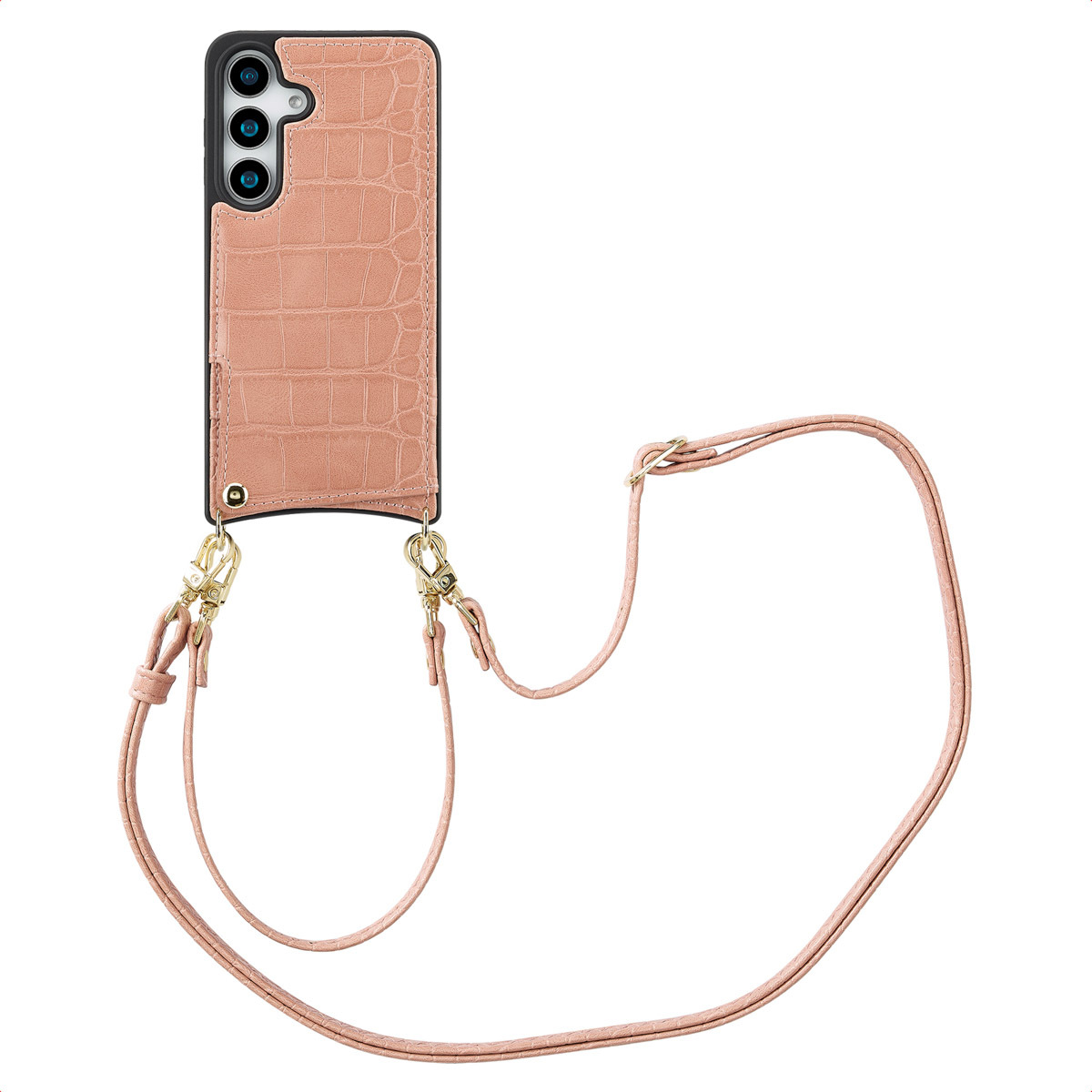 Puzdro na telefón Selencia Nova Croco s káblom a držiakom kariet pre Samsung Galaxy S25 - staroružové