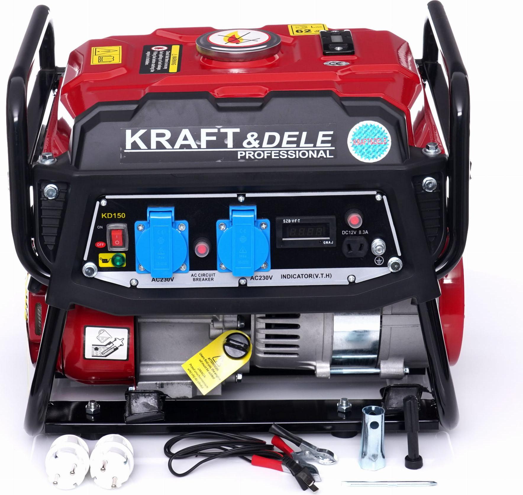 Kraft&Dele generátor elektrickej energie 3PS 1500W zásuvka 2x 230V, 1x 12V benzínový generátor elektrickej energie generátor elektrickej energie