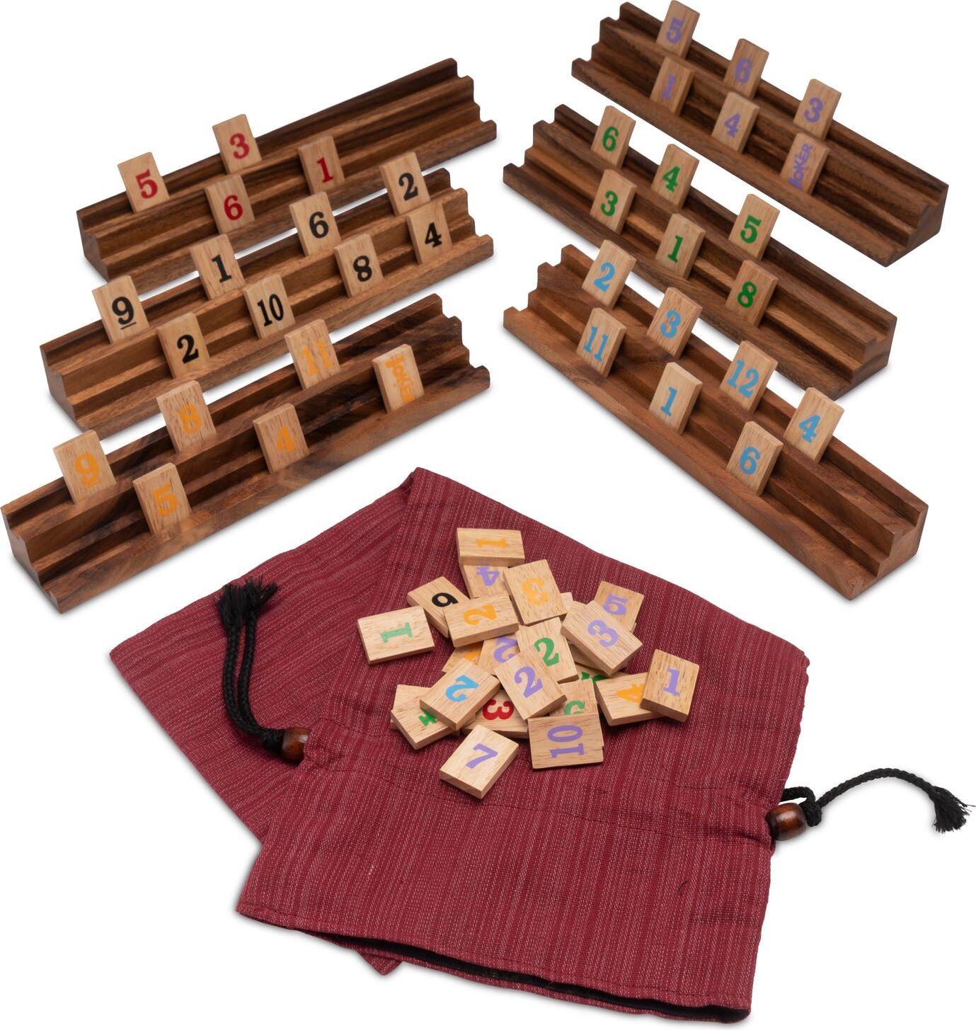 Logoplay Holzspiele Rummy Okey – Großes Legespiel aus Holz für 2 bis 6 Spieler 3410