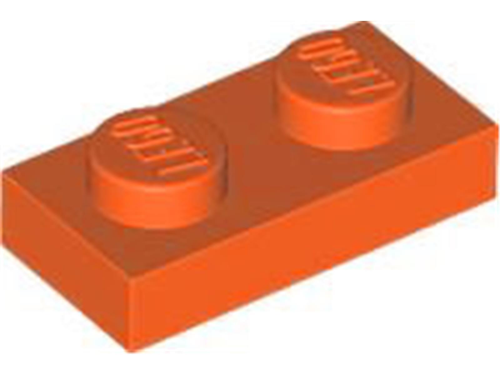 Lego® 10x 1x2 dosky 3023 - Doska červenooranžová - červenooranžová