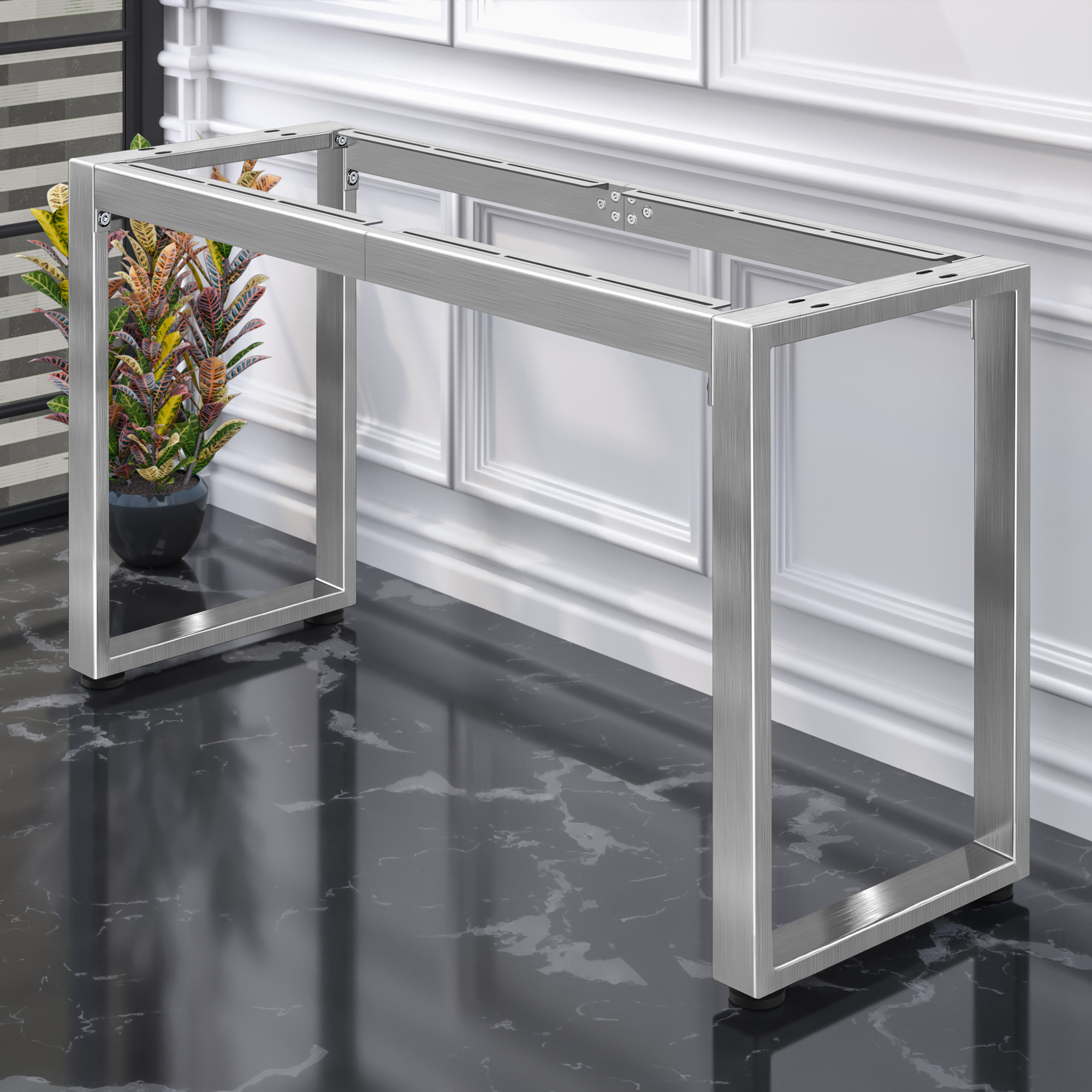 GGM Moebel International MORENA | Stehtischgestell L: B:H 151 x 60 x 105cm | 8cm | Edelstahl | Gastro Stehtischgestell, Bistro Stehtischgestell, Stehtischgestell, Kufen MorenaV151.2G60.8.105.E