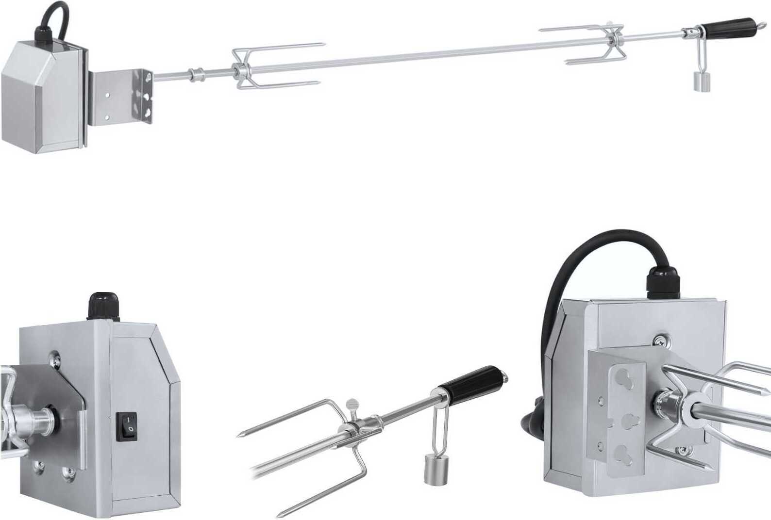 Grilovací rožeň Rotisserie Grill BBQ s motorom 5,3 W 140 cm Nerezová oceľ